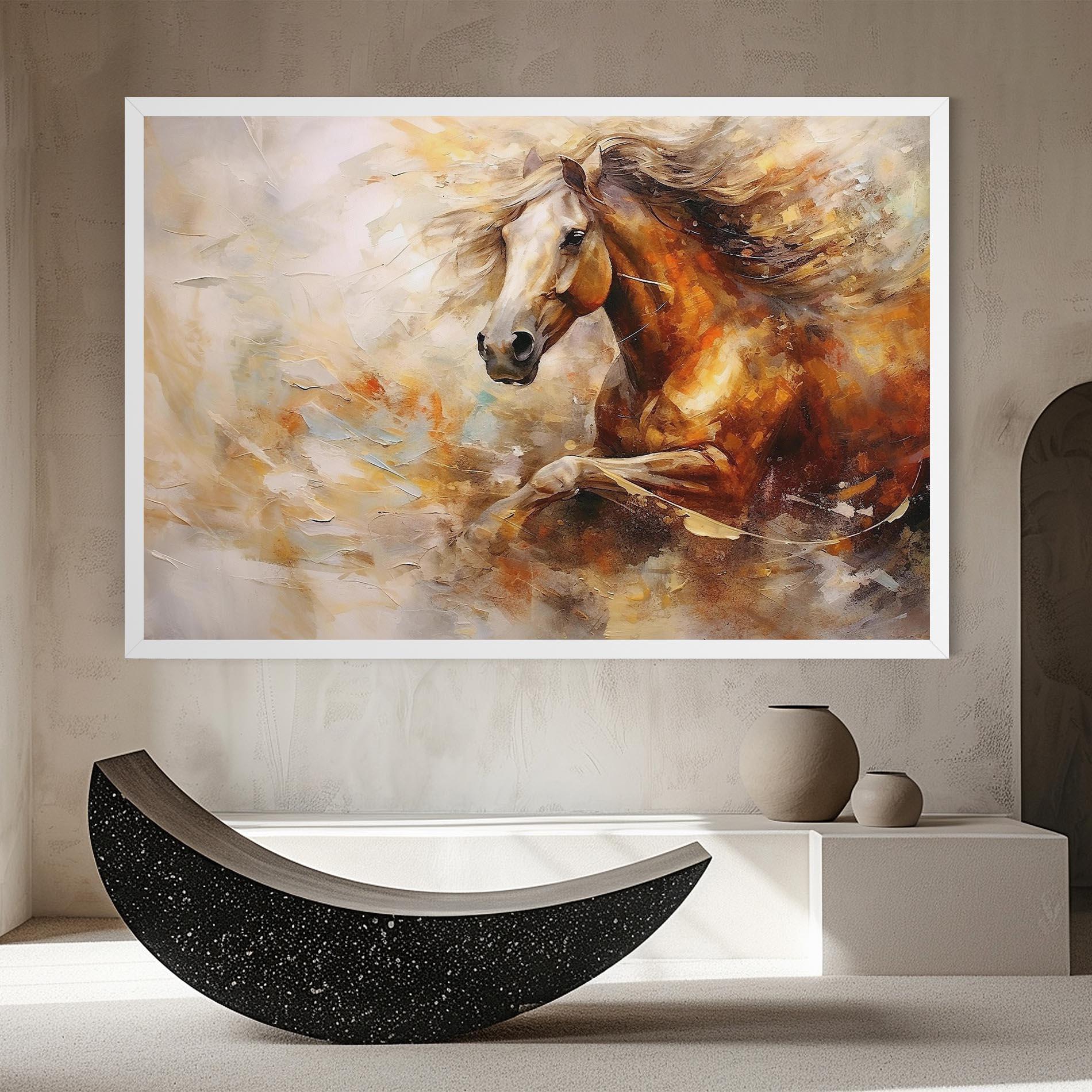 Leinwandbild Brown Horse Running mockup 8