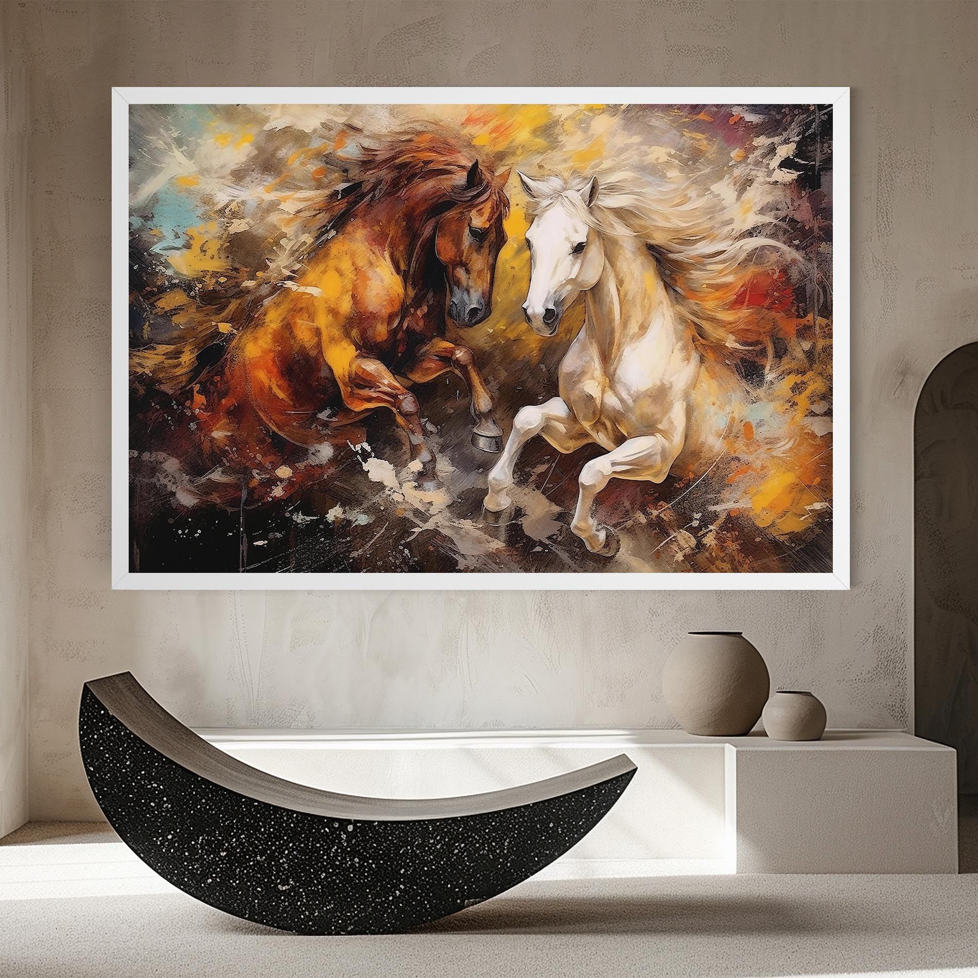 Brown White Horses mockup 8