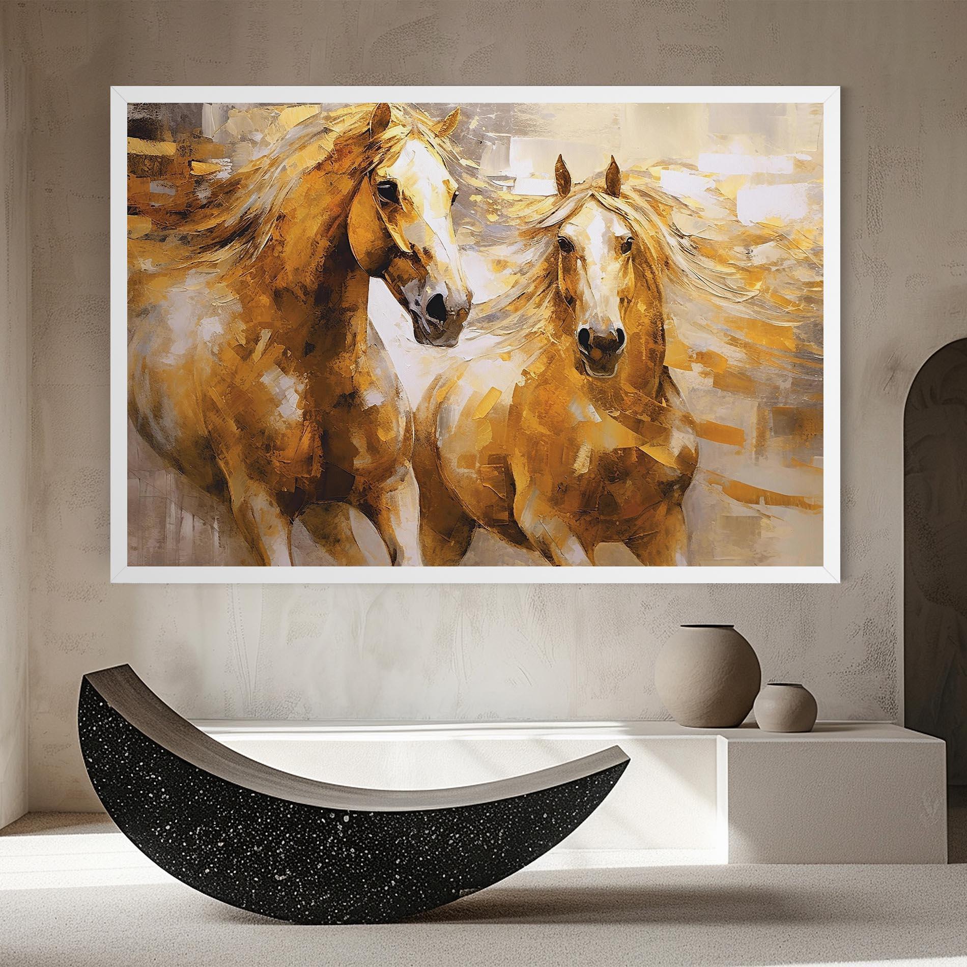 Leinwandbild Golden Brown Horses mockup 8