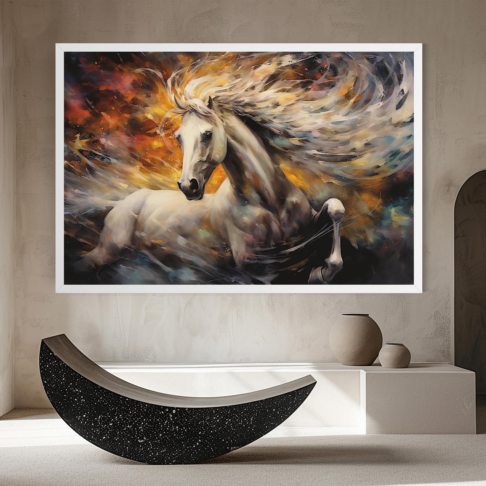 Leinwandbild White Horse Painting mockup 8