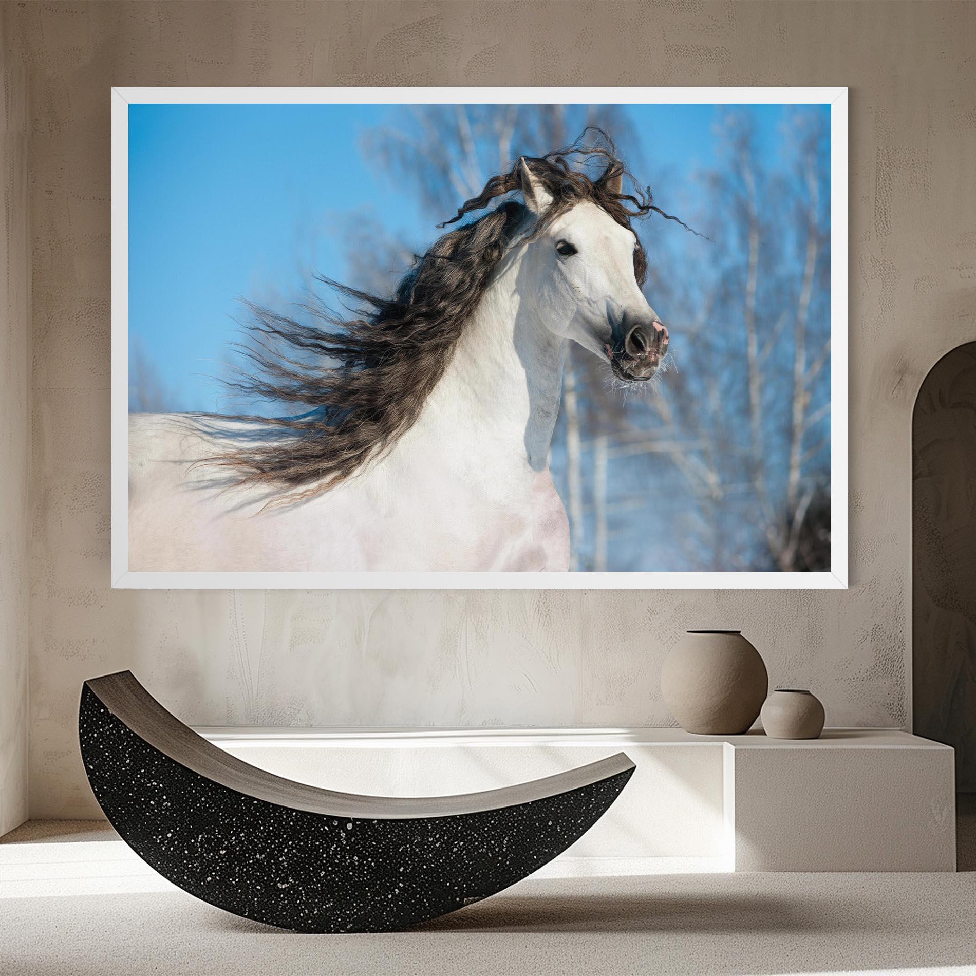 Leinwandbild Wild Black Hair Horse mockup 8