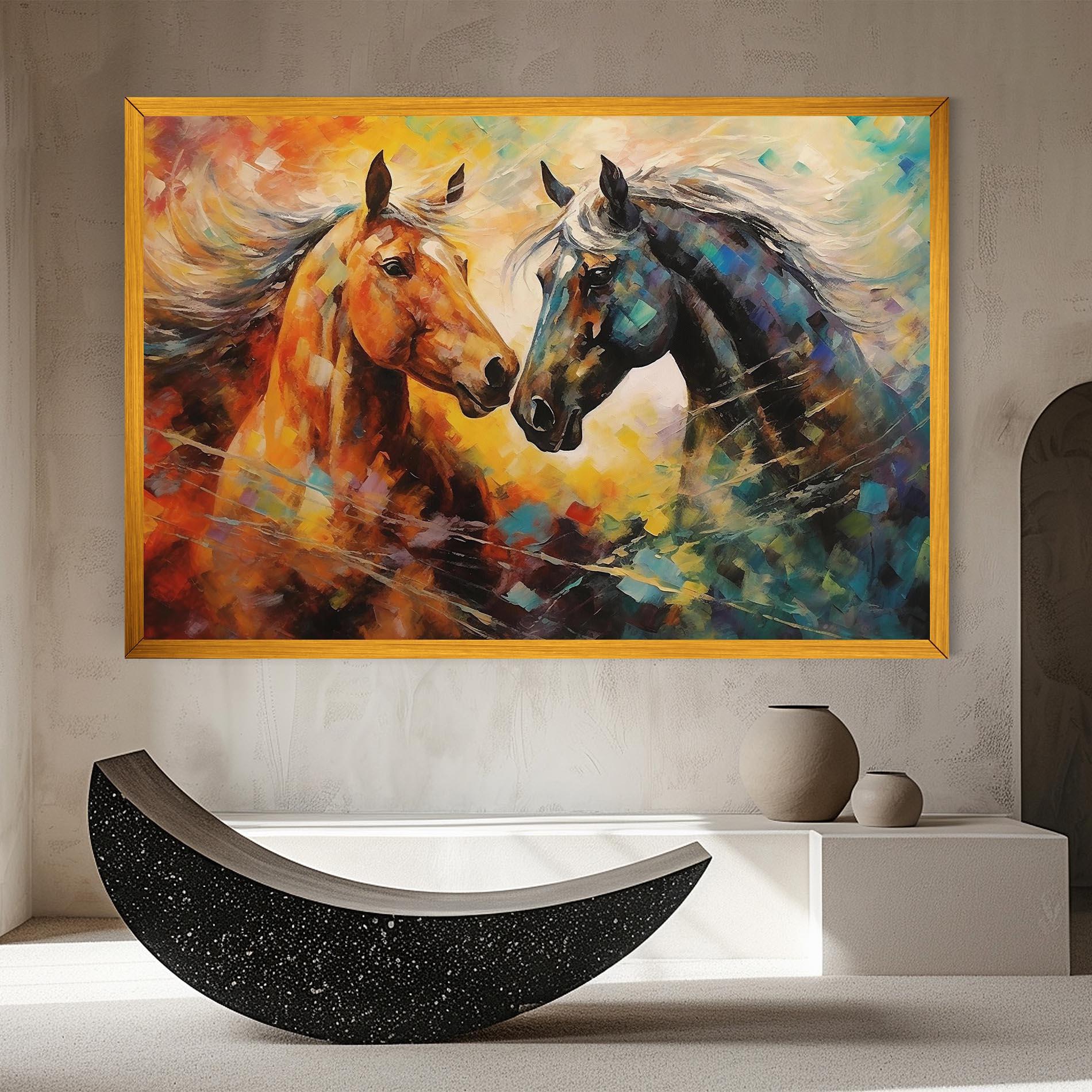 Leinwandbild Brown Black Horses mockup 8