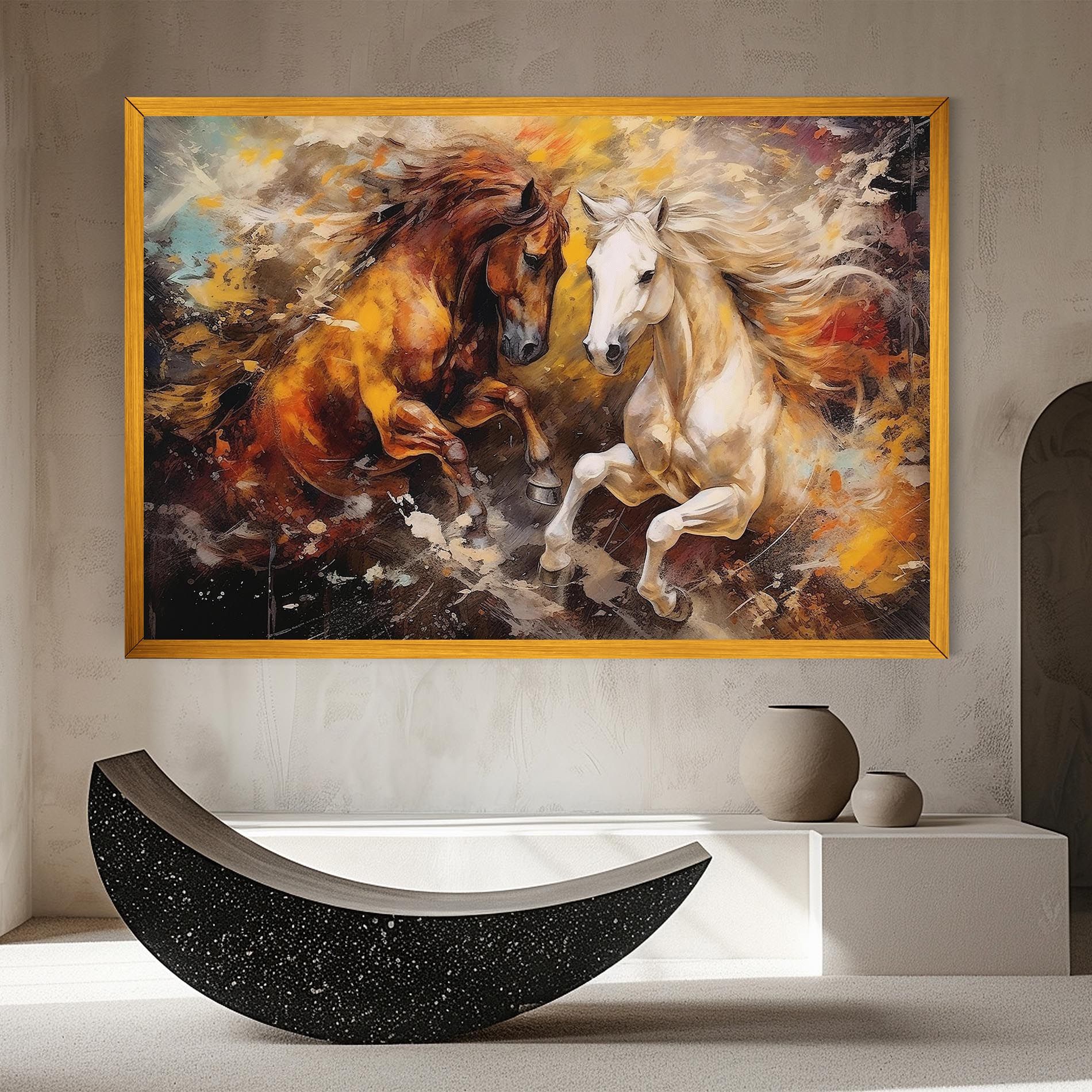 Brown White Horses mockup 8