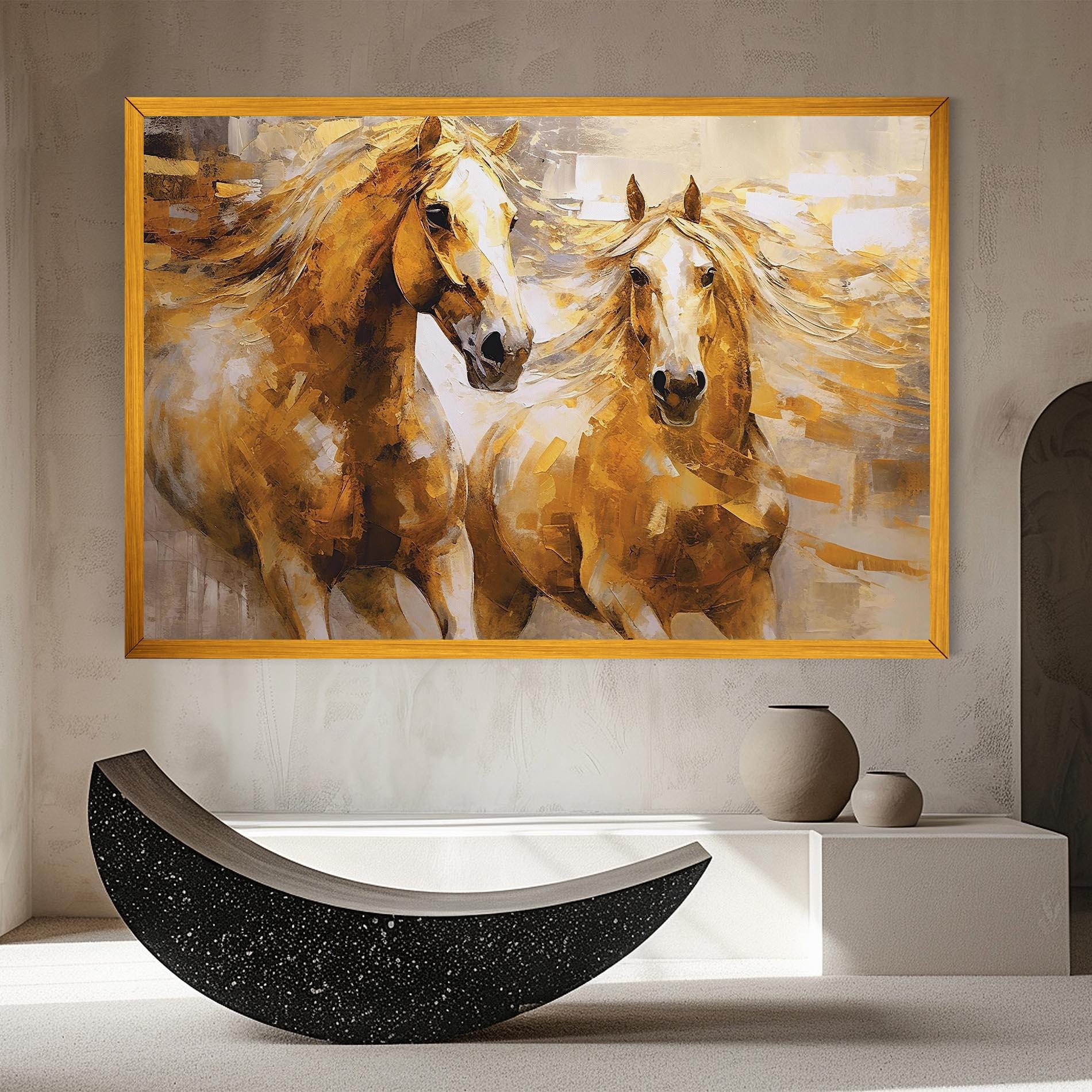 Leinwandbild Golden Brown Horses mockup 8
