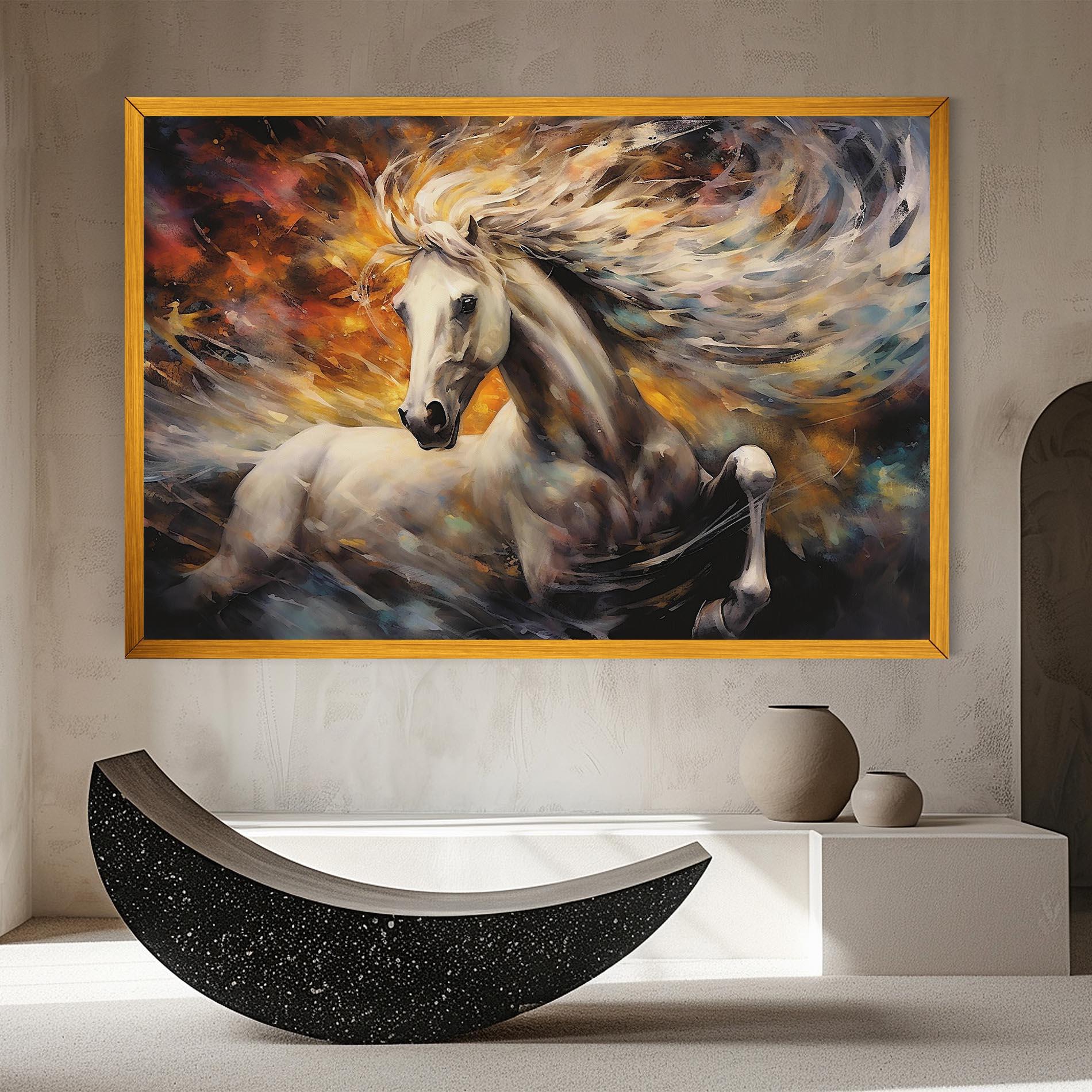 Leinwandbild White Horse Painting mockup 8