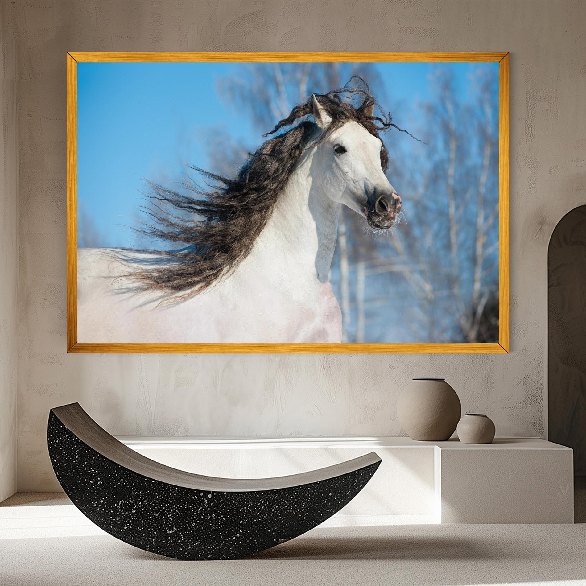 Leinwandbild Wild Black Hair Horse mockup 8