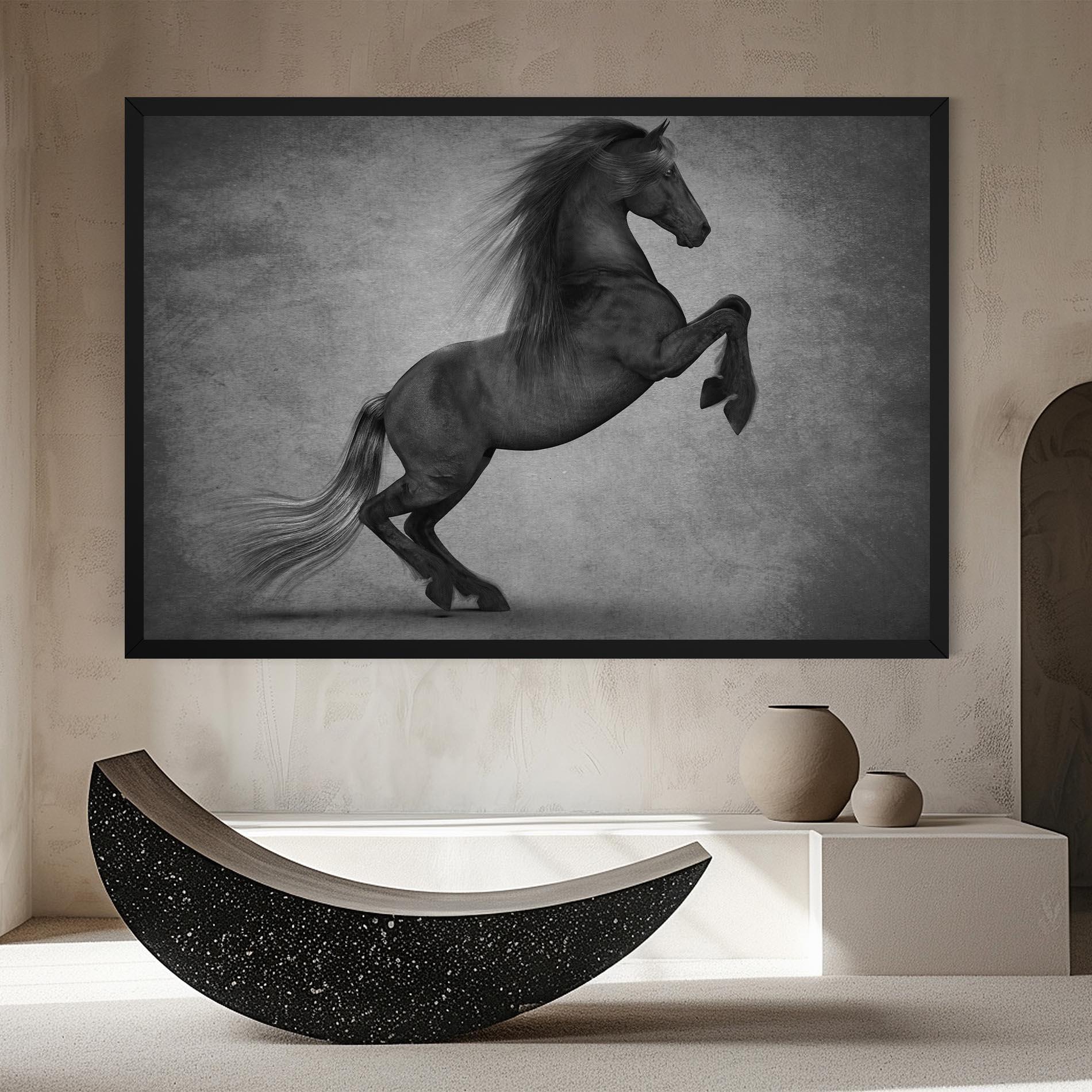 Leinwandbild Black Horse Jumping mockup 8