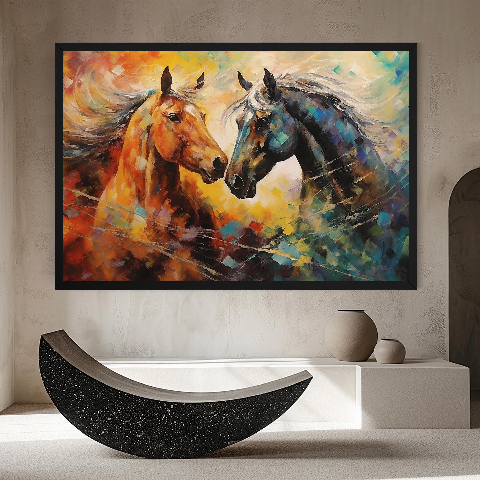 Leinwandbild Brown Black Horses mockup 8