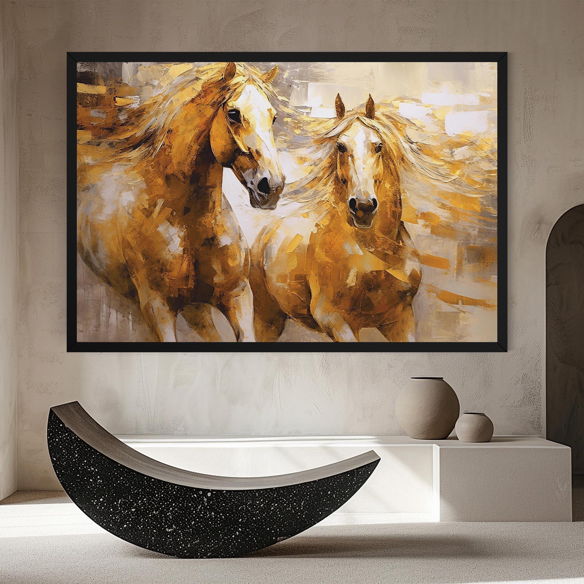 Leinwandbild Golden Brown Horses mockup 8