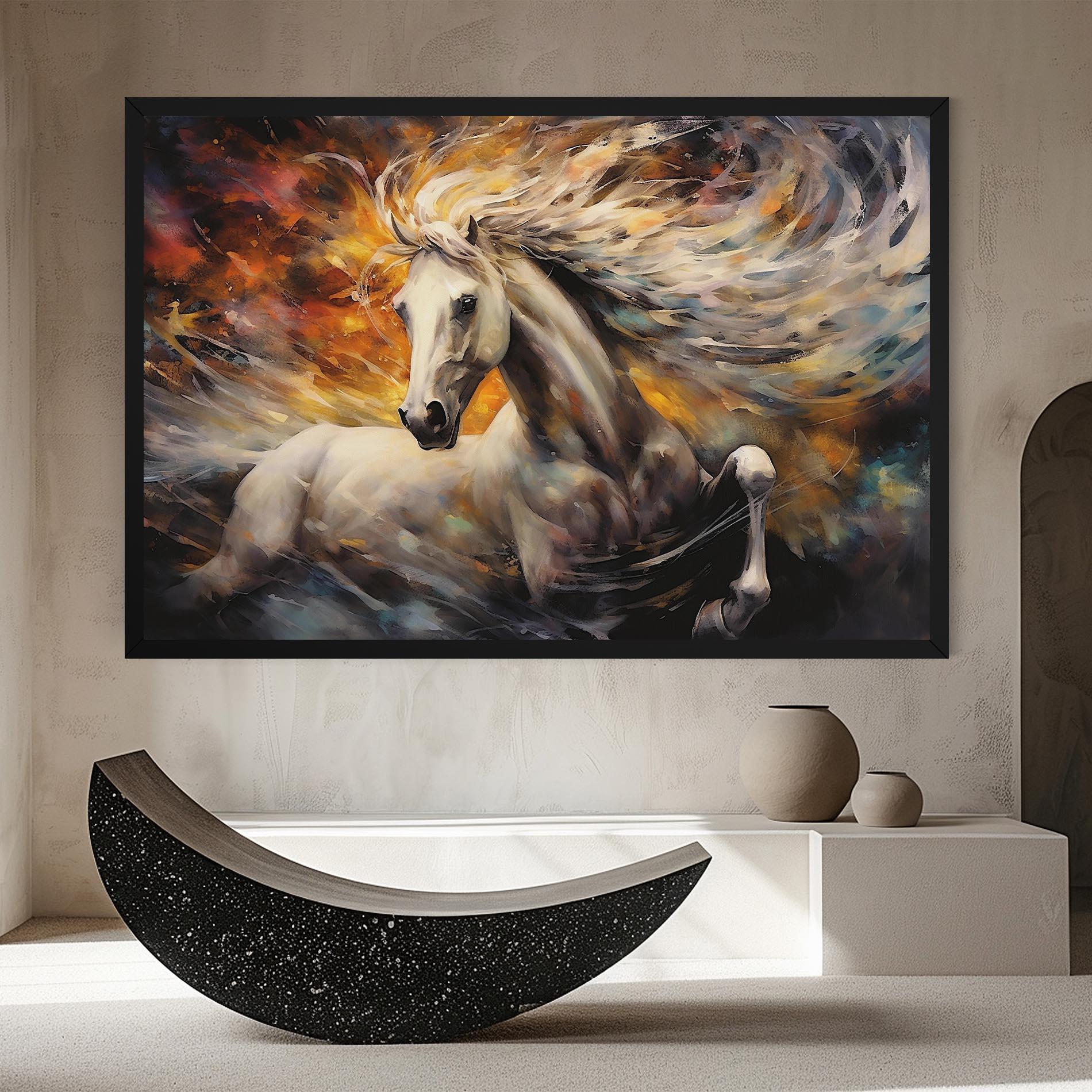 Leinwandbild White Horse Painting mockup 8