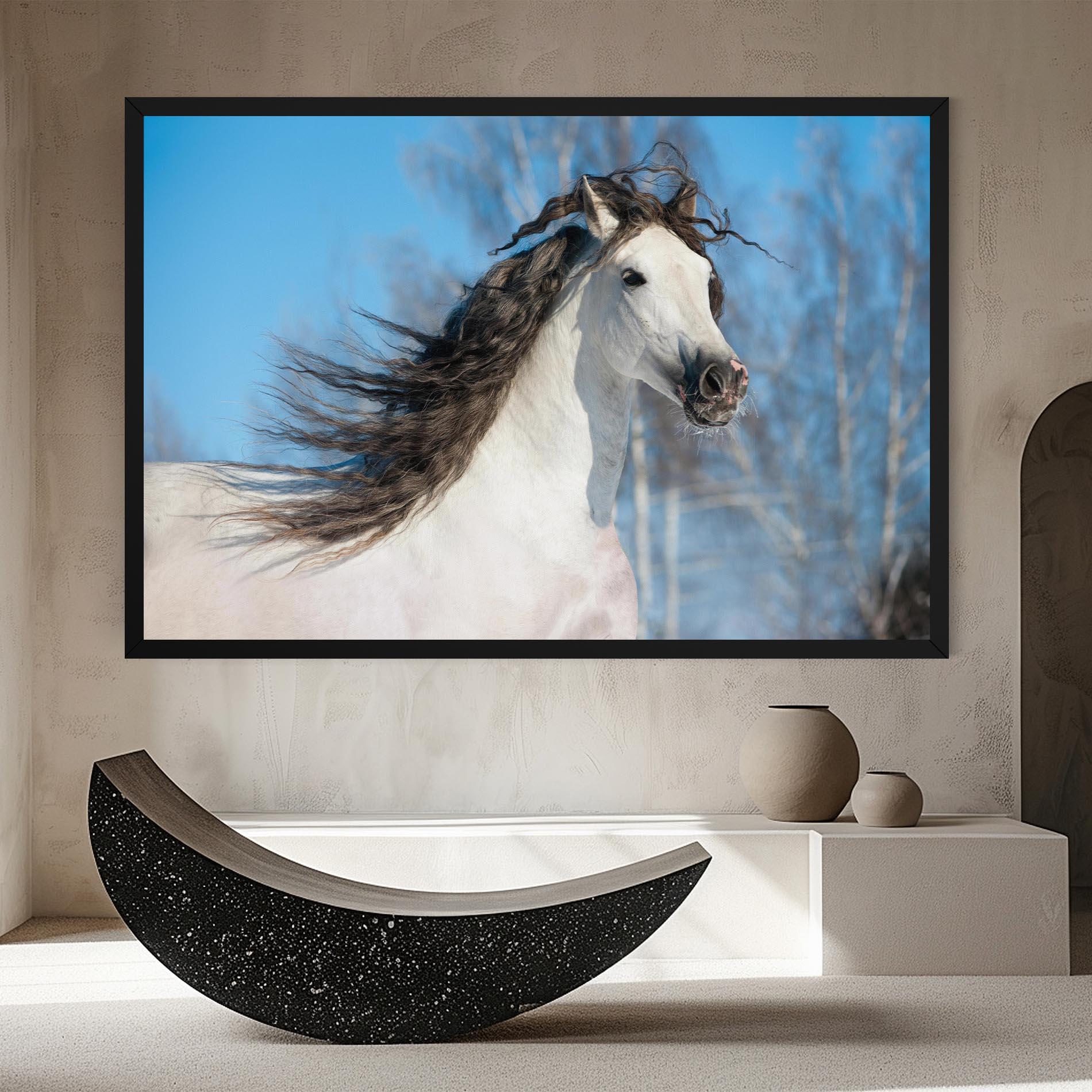 Leinwandbild Wild Black Hair Horse mockup 8