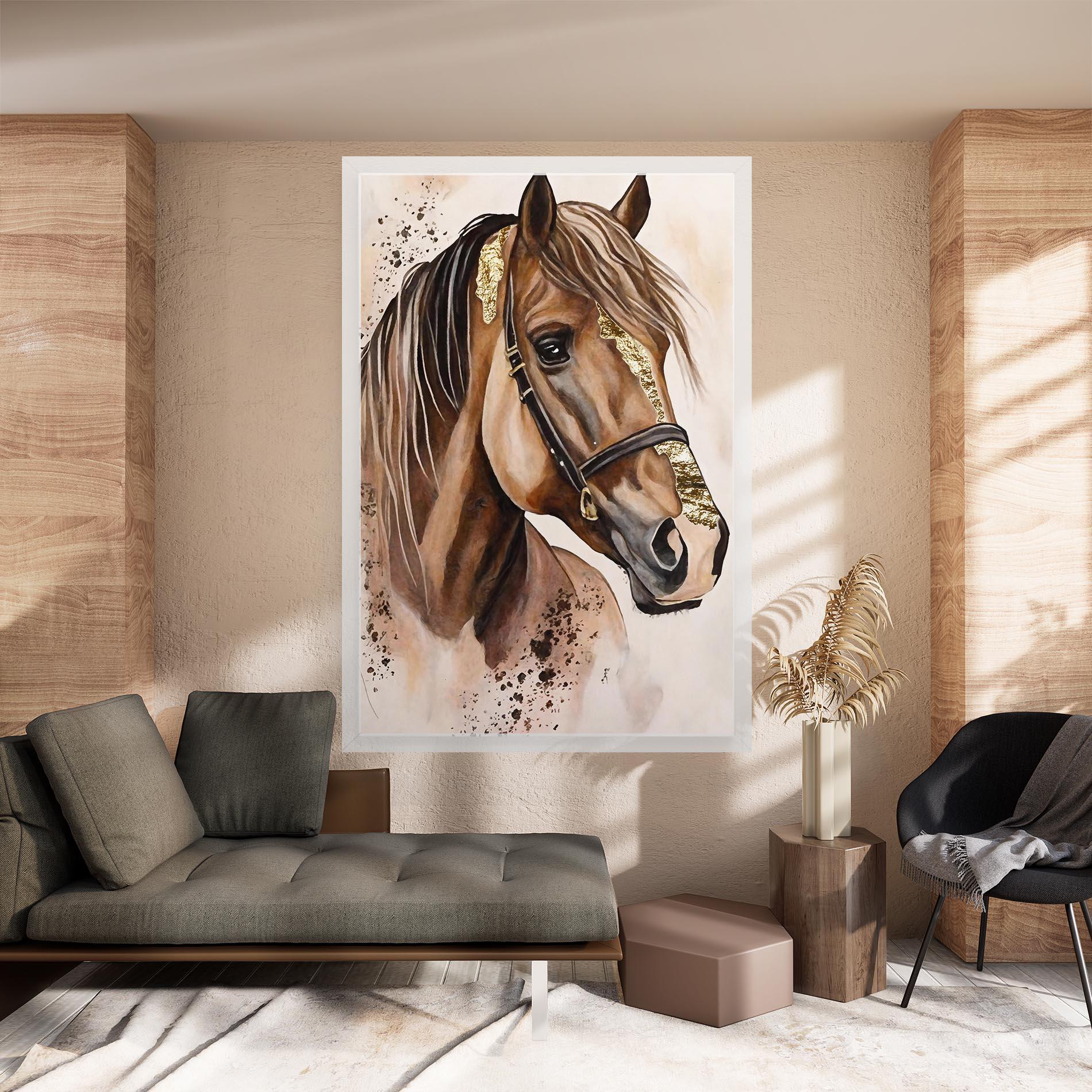 Leinwandbild Gold Horse Painting mockup 8