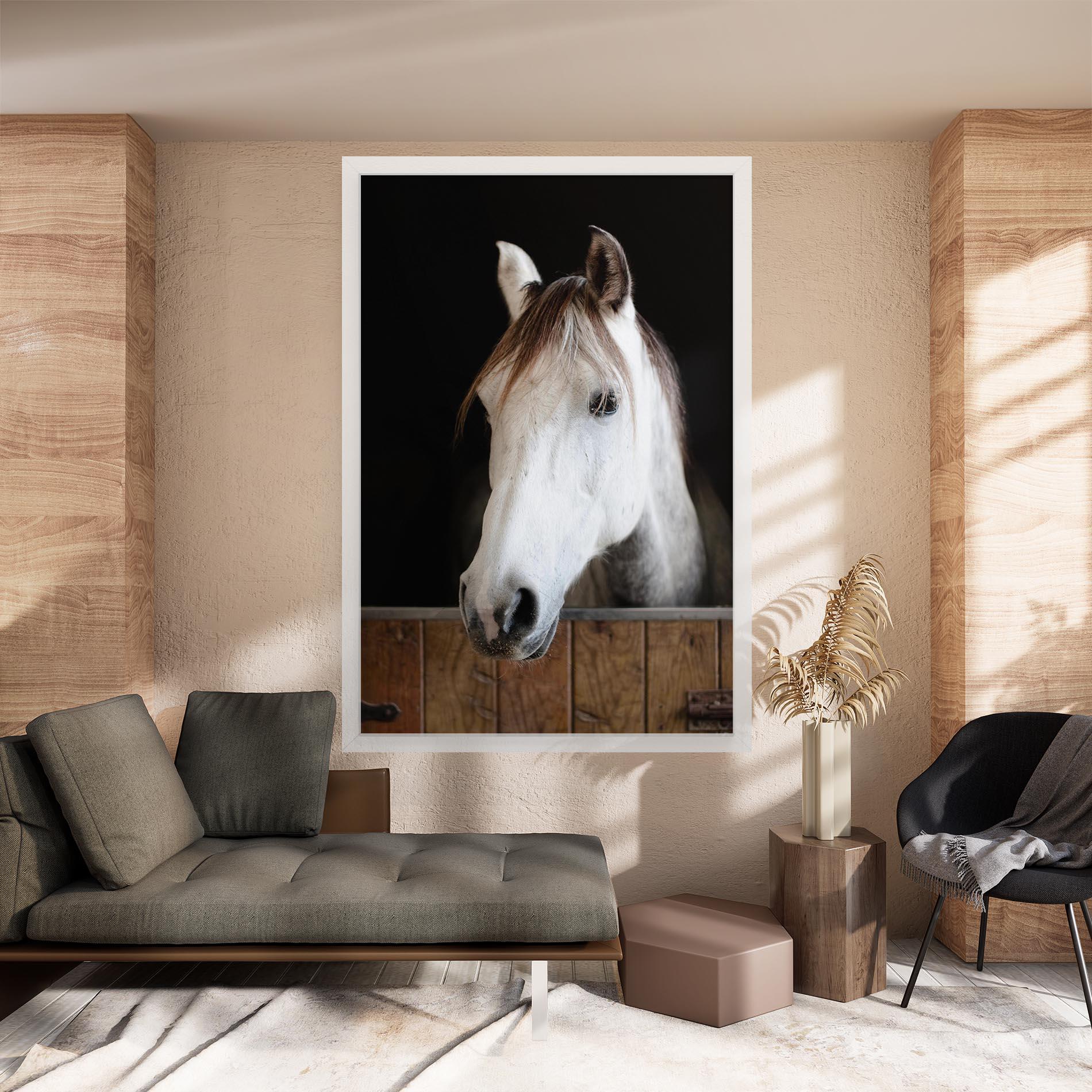 Leinwandbild Grey Horse Head mockup 8