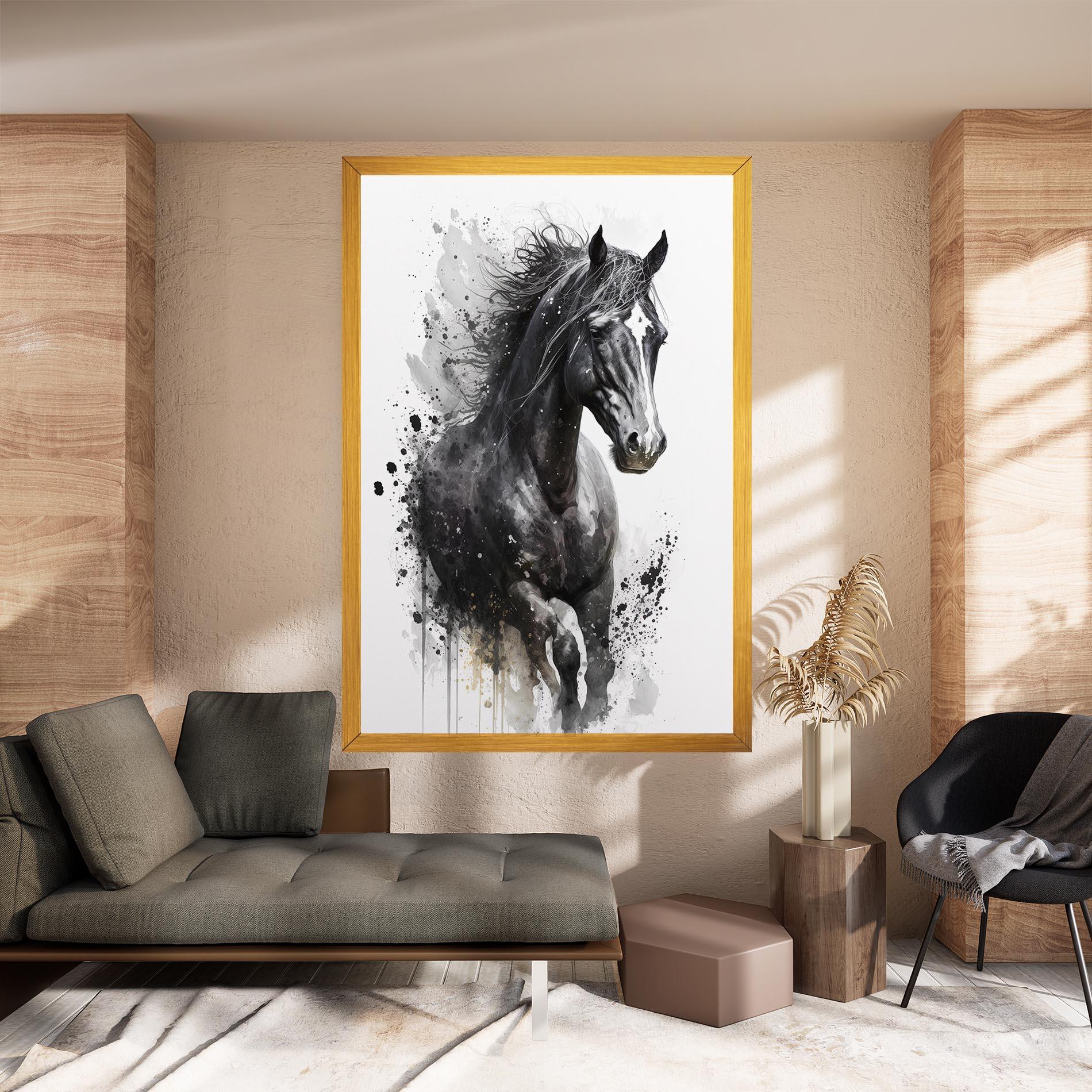 Leinwandbild Black Horse mockup 8
