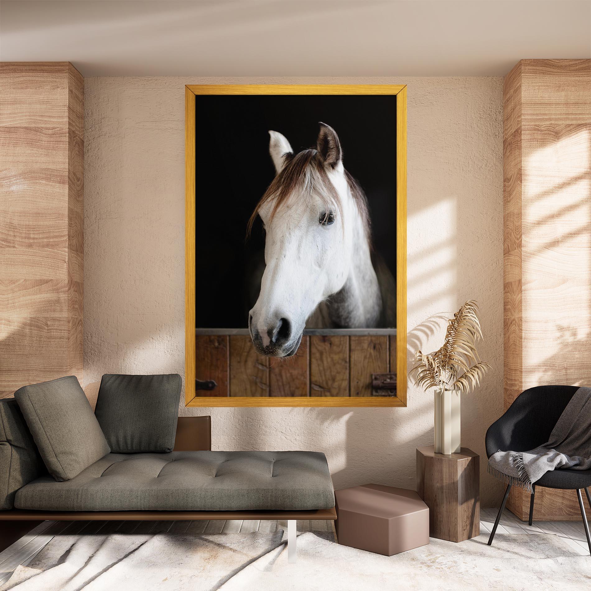 Leinwandbild Grey Horse Head mockup 8