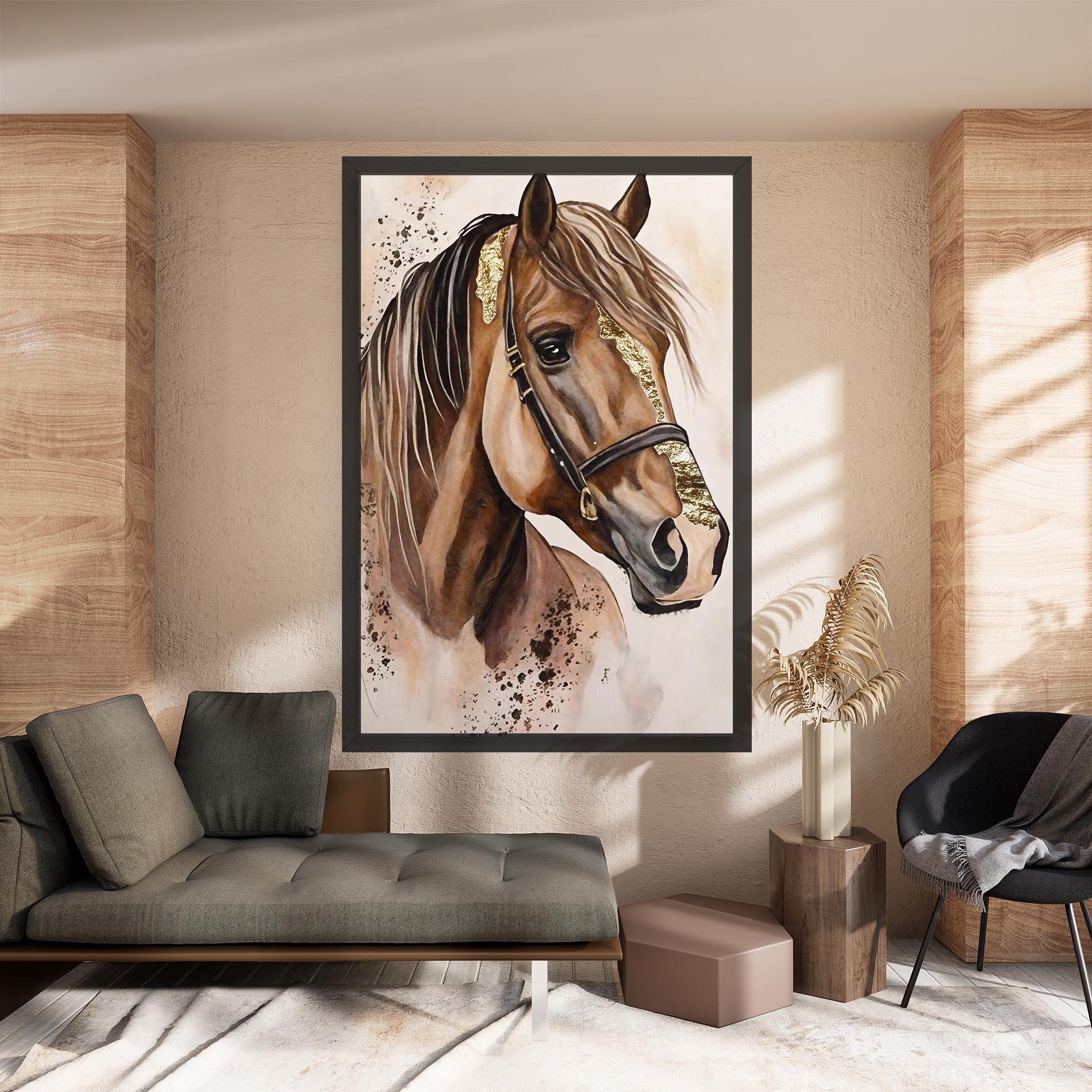 Leinwandbild Gold Horse Painting mockup 8