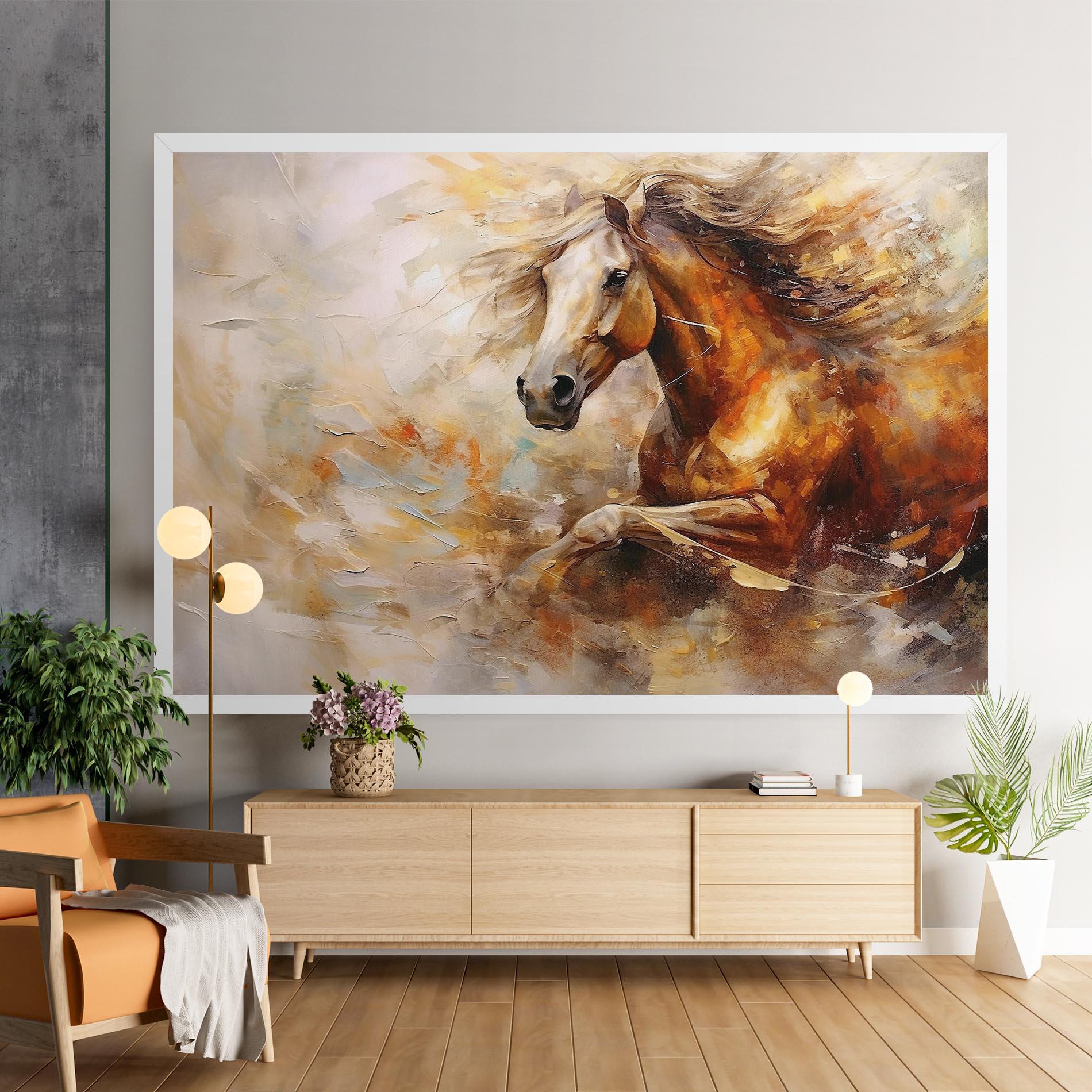 Leinwandbild Brown Horse Running mockup 9