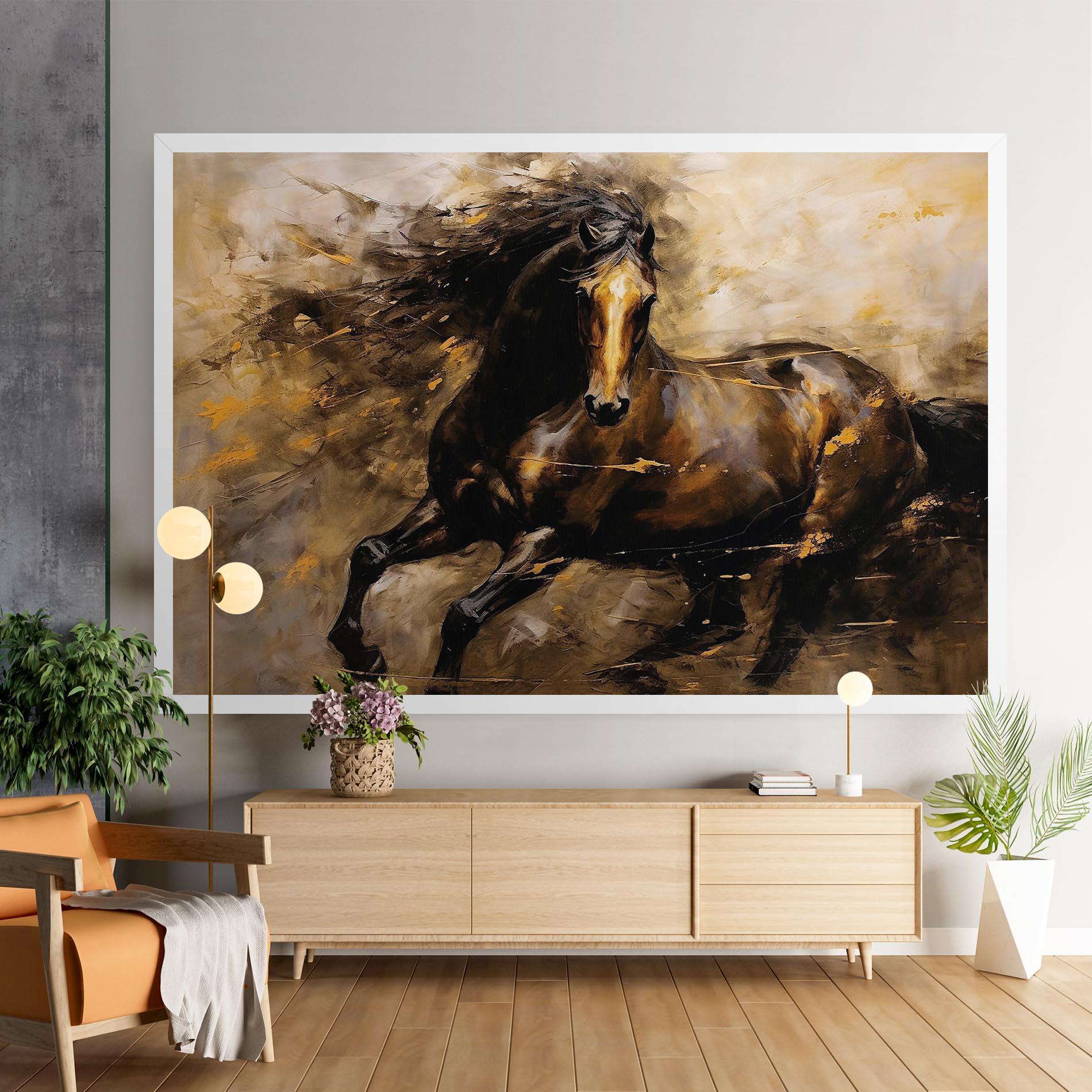 Leinwandbild Gold Brown Horse mockup 9