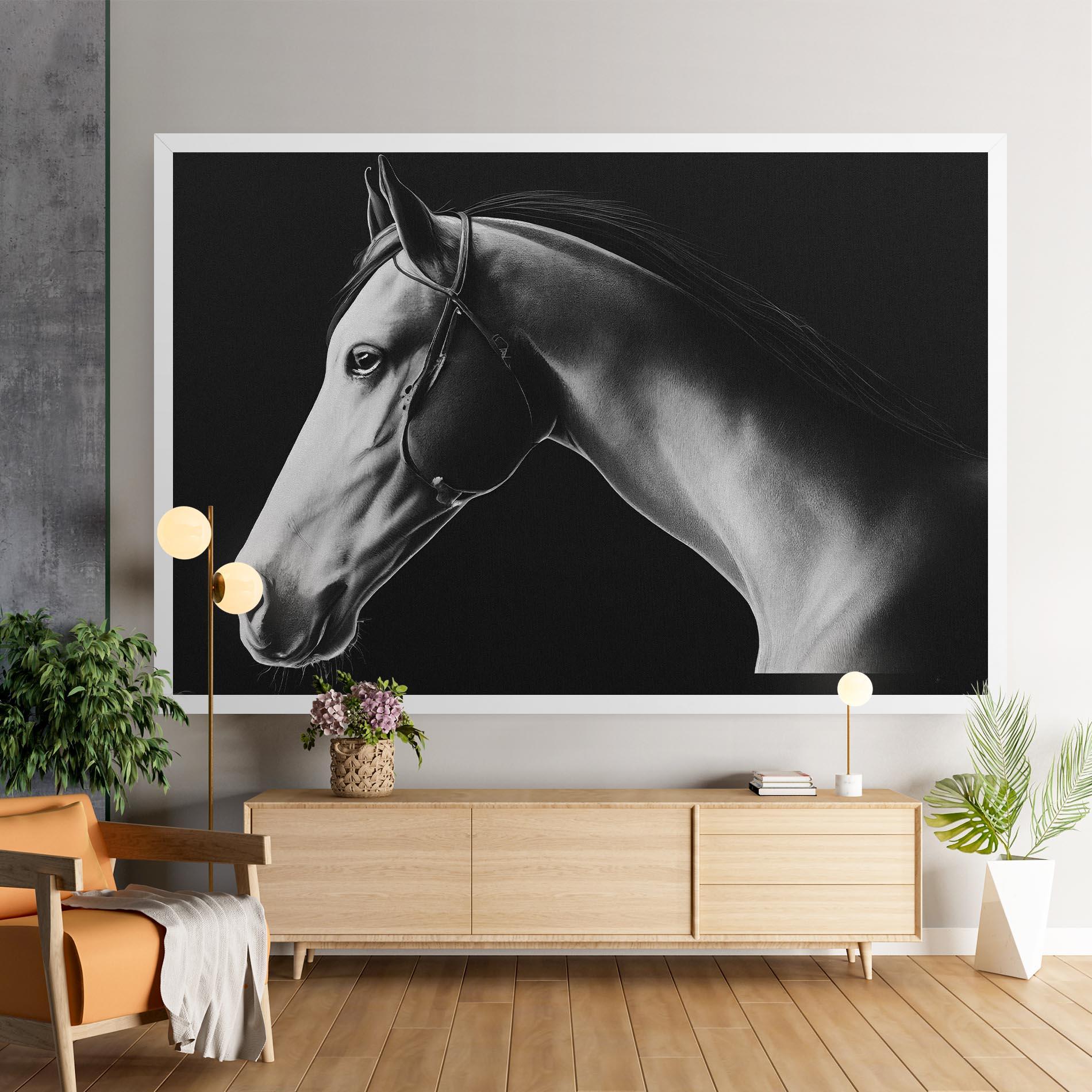 Leinwandbild Gray Horse Profile mockup 9