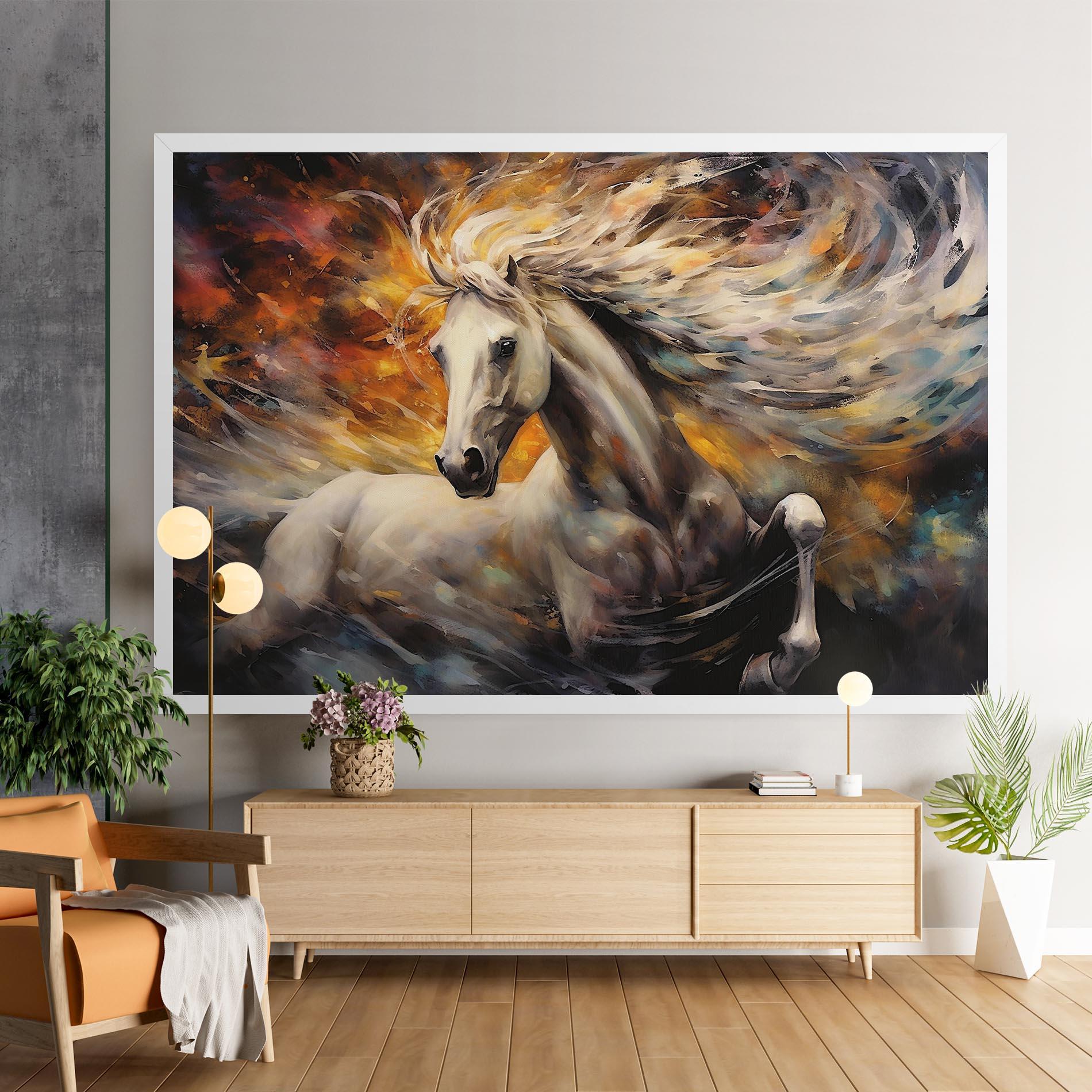 Leinwandbild White Horse Painting mockup 9