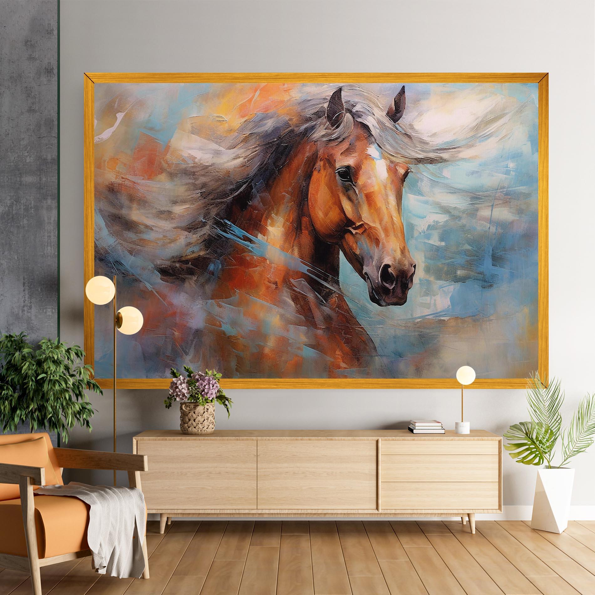 Leinwandbild Beautiful Brown Horse mockup 9
