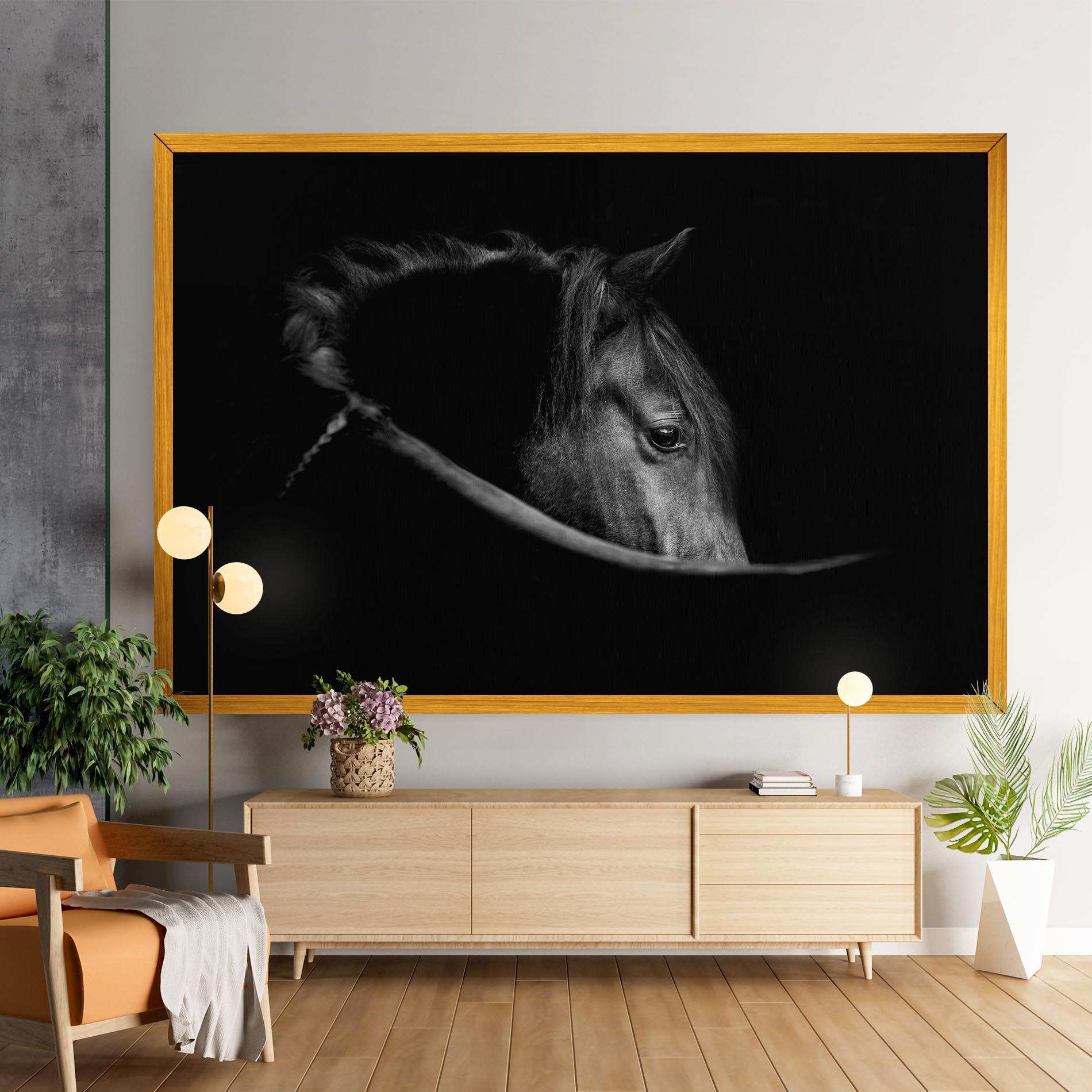 Leinwandbild Black Horse Looking mockup 9