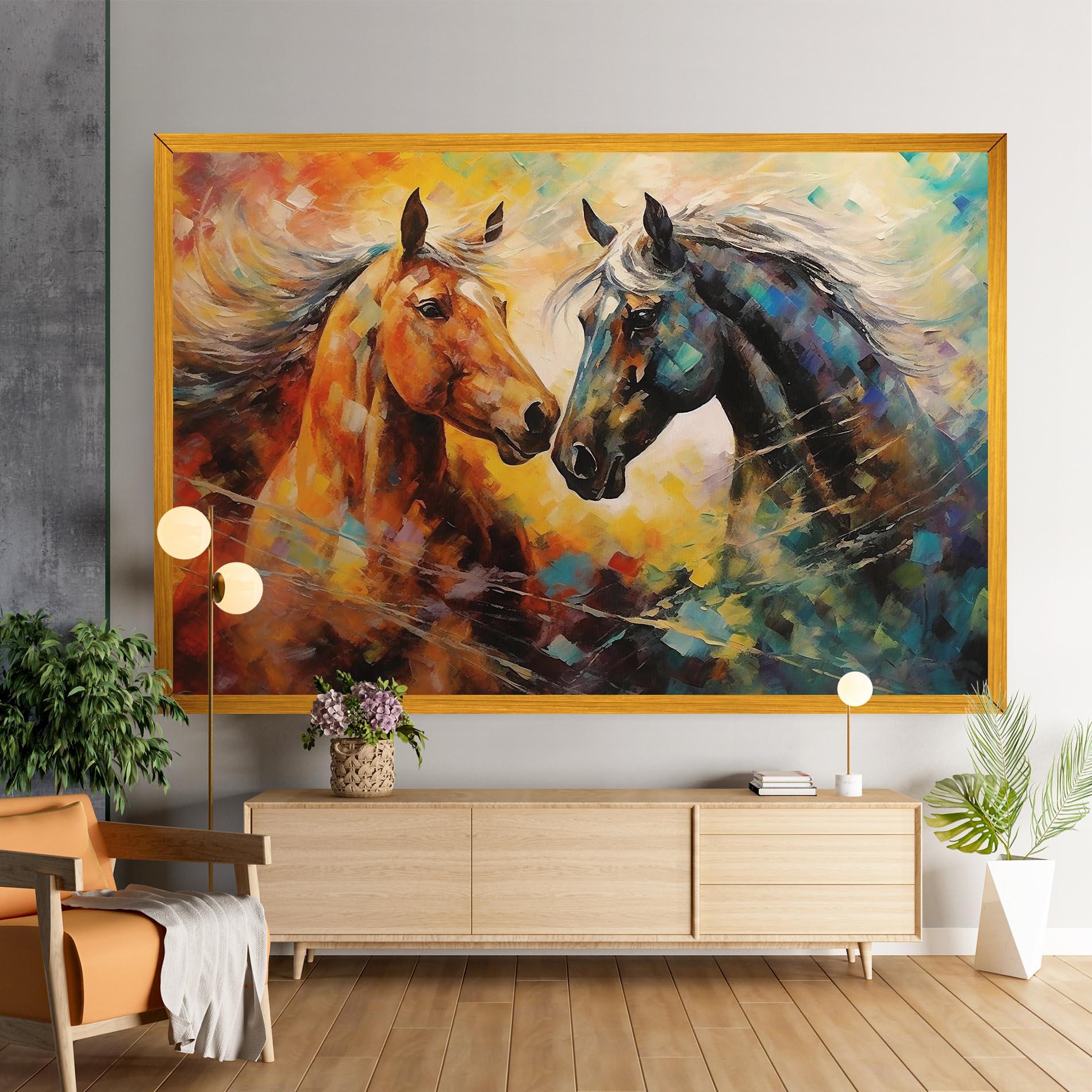 Leinwandbild Brown Black Horses mockup 9