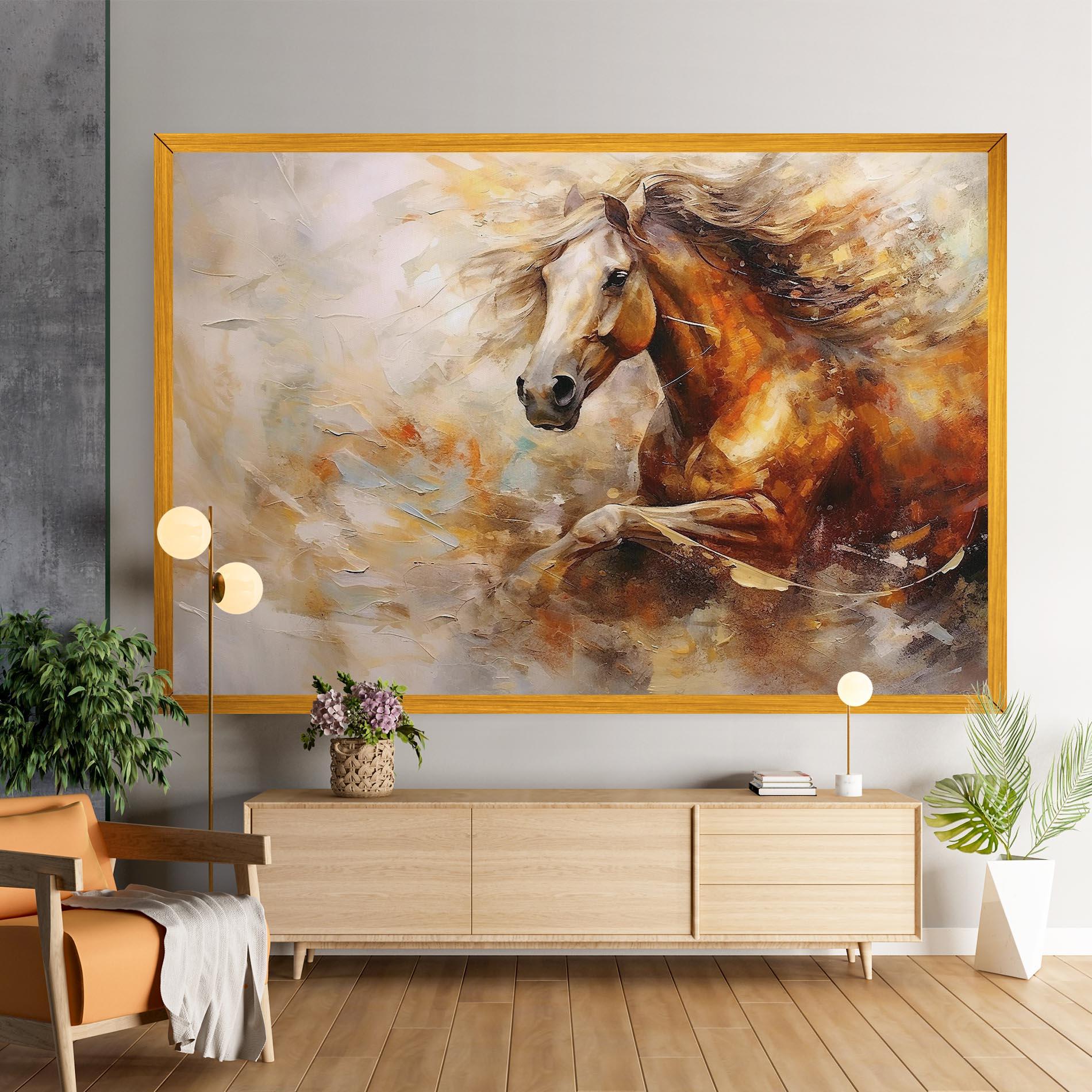 Leinwandbild Brown Horse Running mockup 9