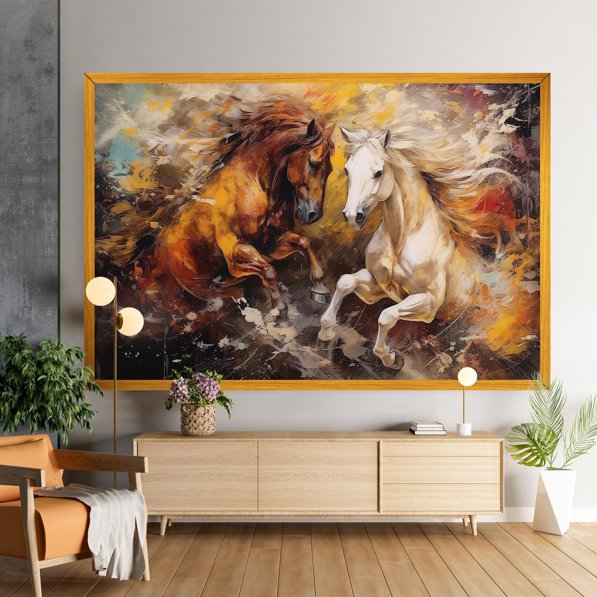 Leinwandbild Brown White Horses mockup 9
