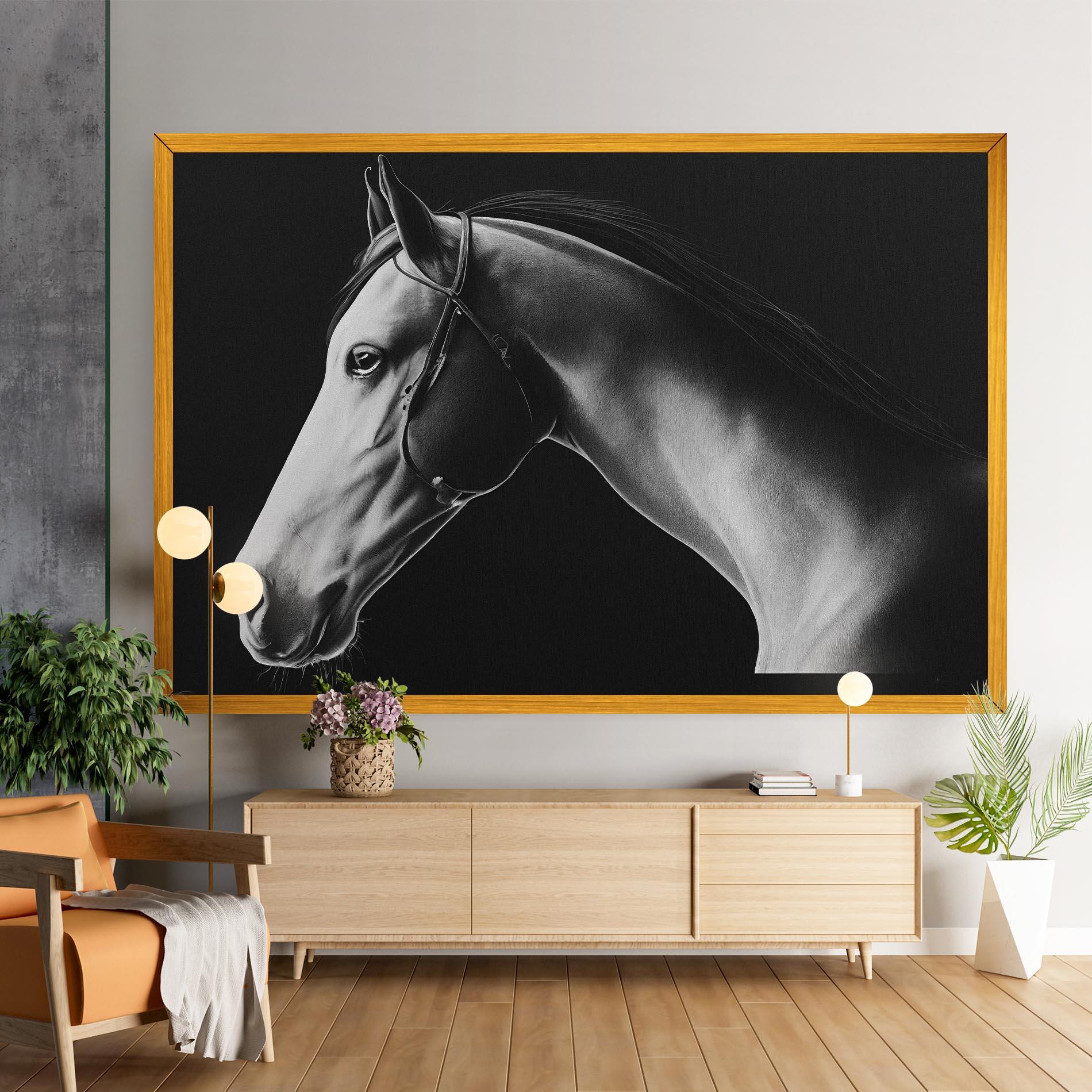 Leinwandbild Gray Horse Profile mockup 9