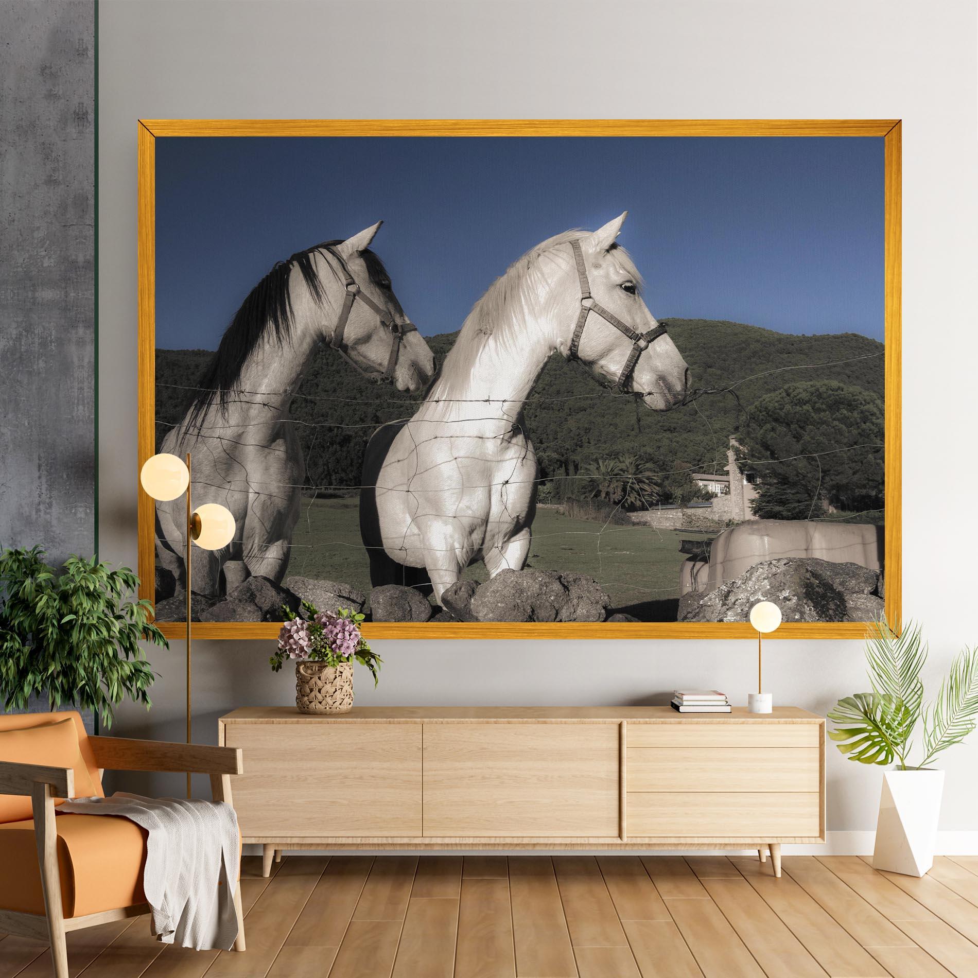 Leinwandbild White Grey Horse mockup 9