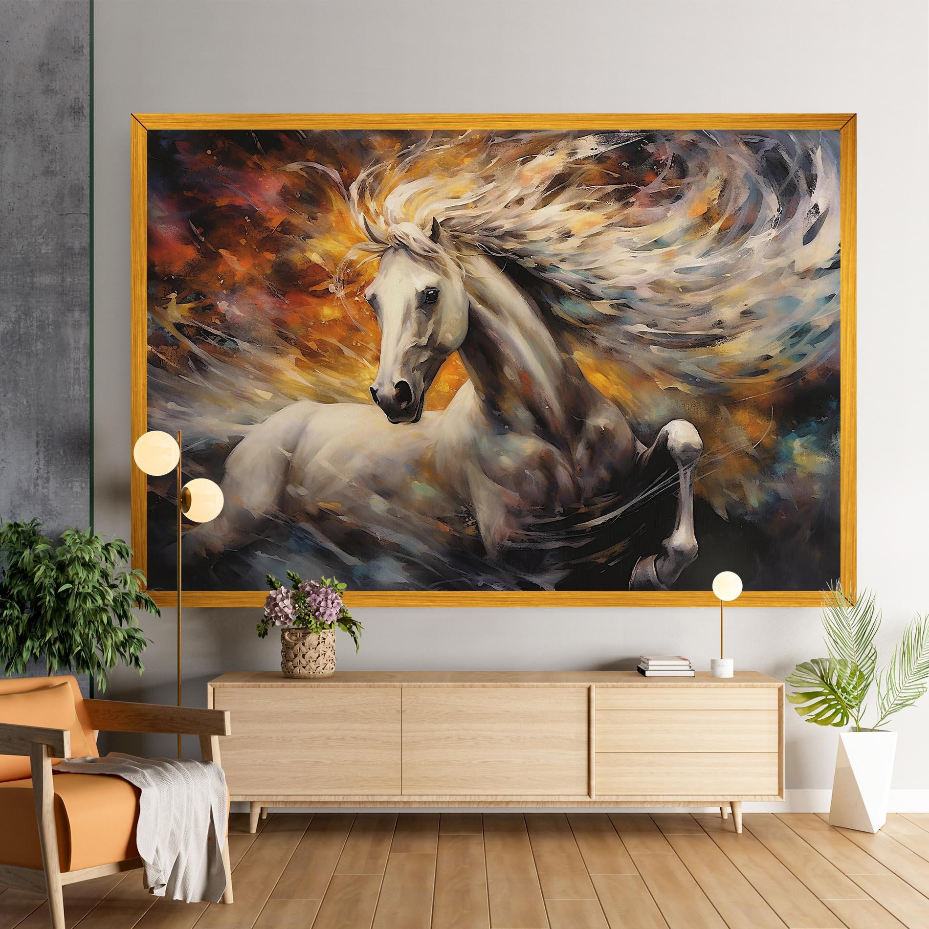 Leinwandbild White Horse Painting mockup 9