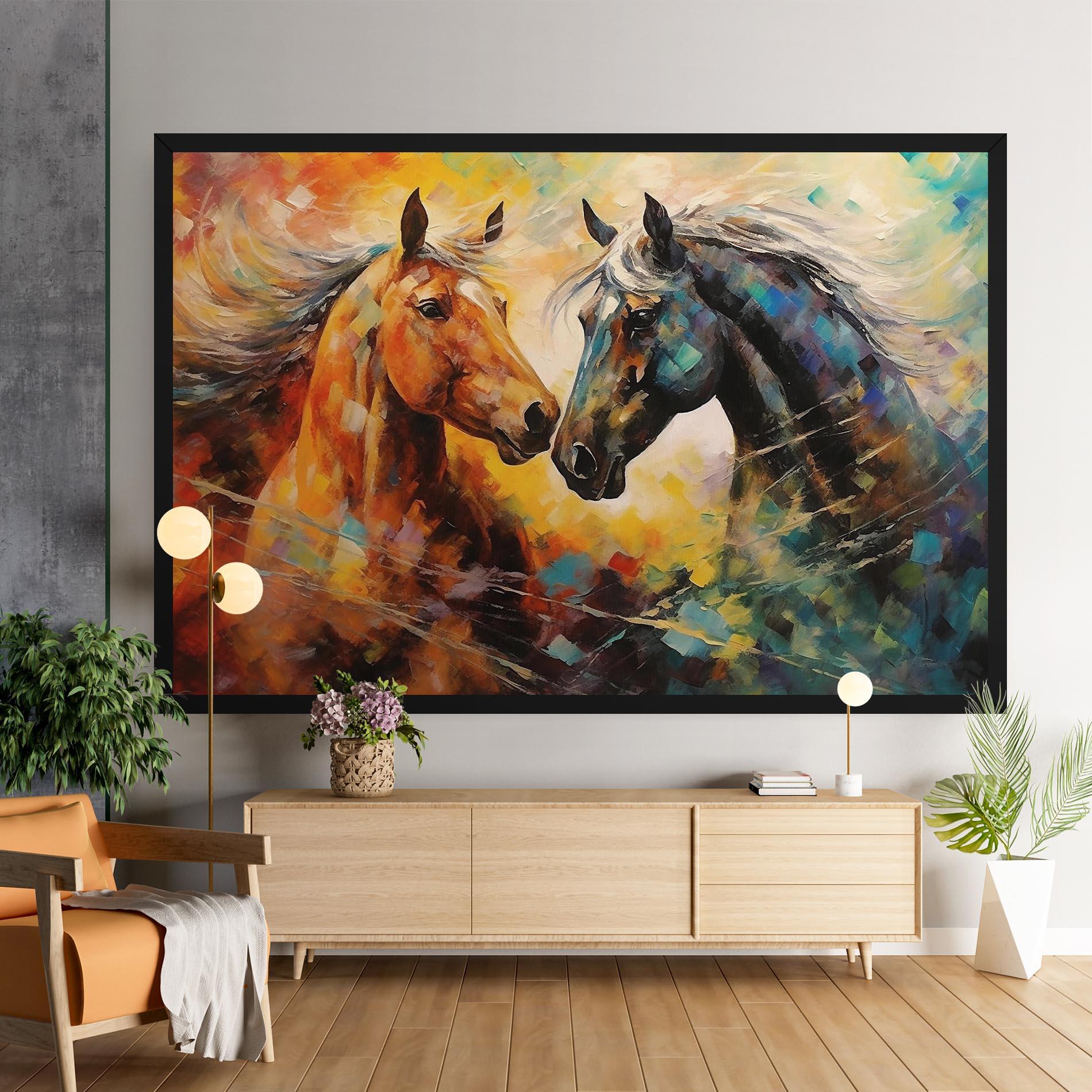 Leinwandbild Brown Black Horses mockup 9
