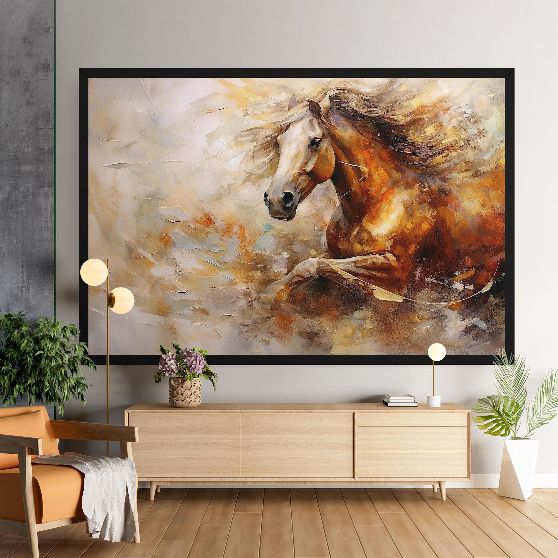 Leinwandbild Brown Horse Running mockup 9