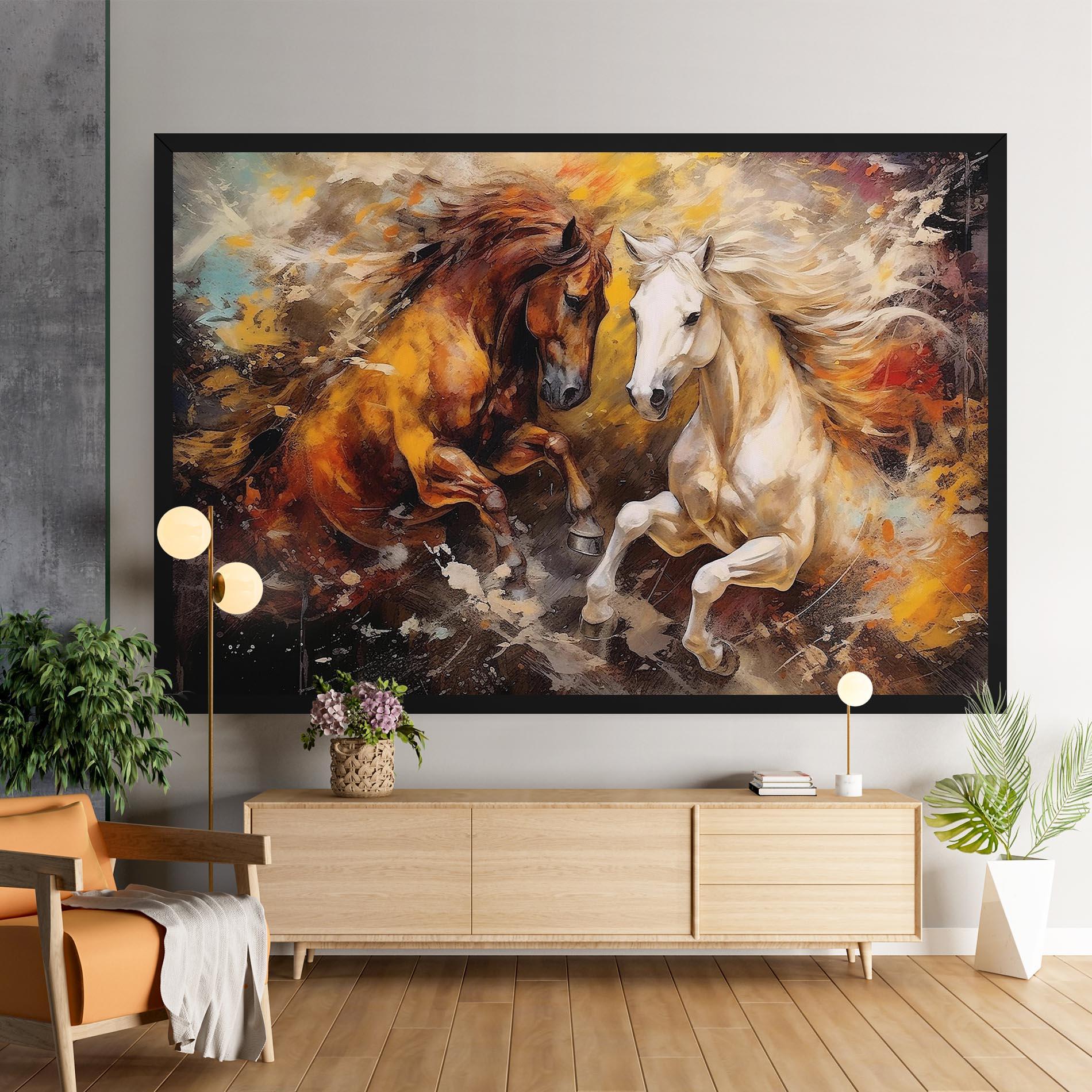 Leinwandbild Brown White Horses mockup 9
