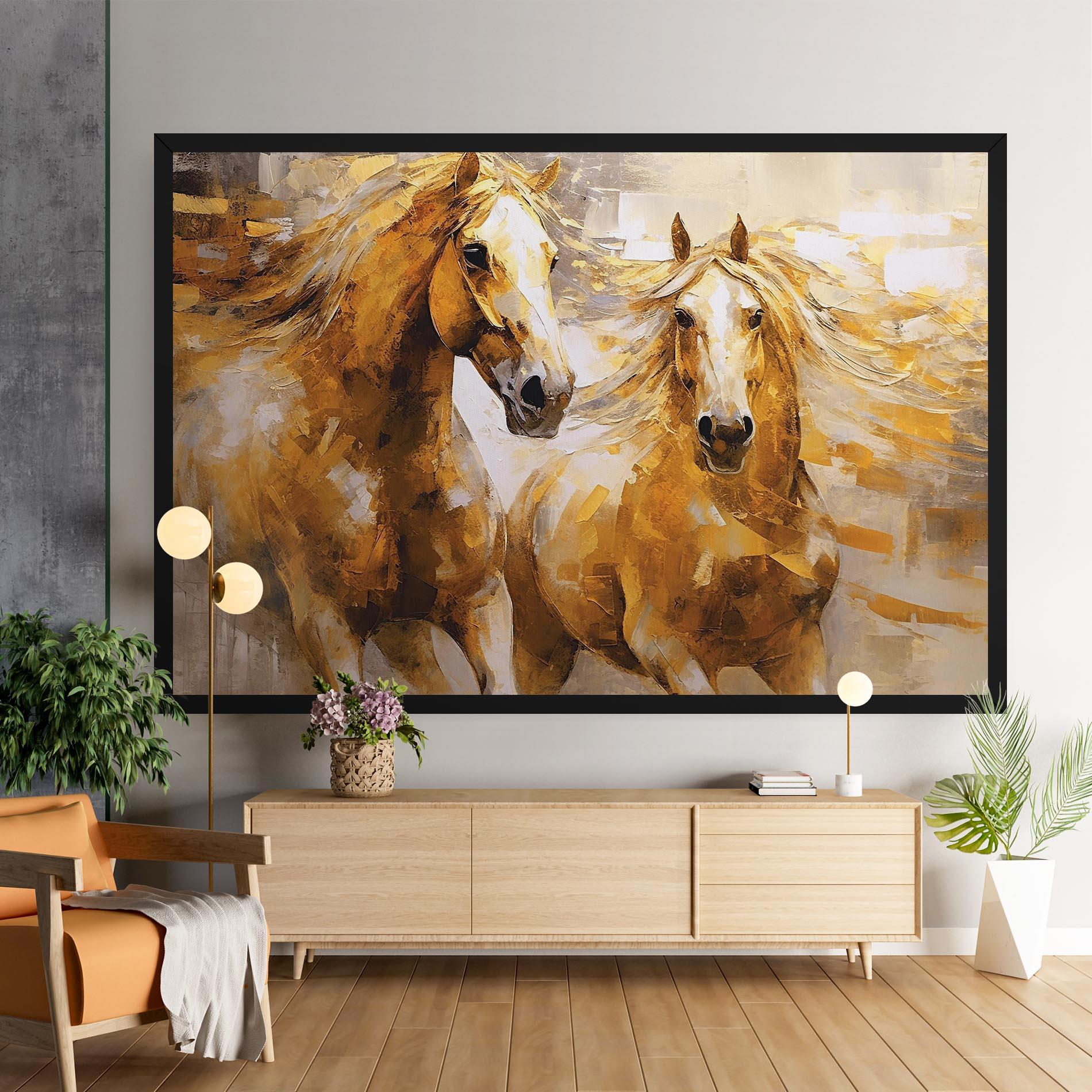 Leinwandbild Golden Brown Horses mockup 9