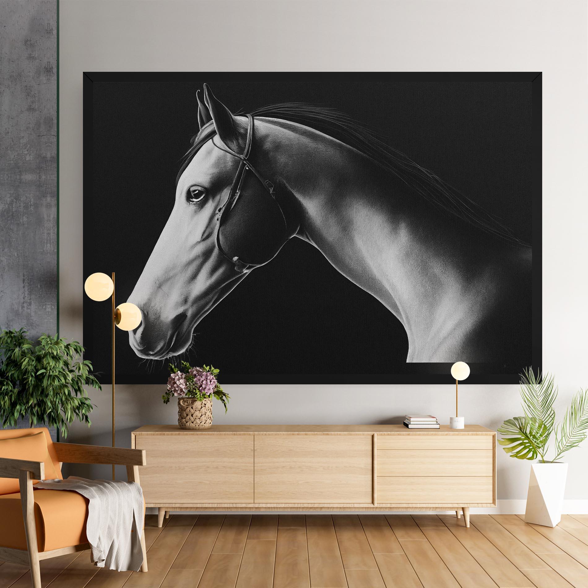 Leinwandbild Gray Horse Profile mockup 9