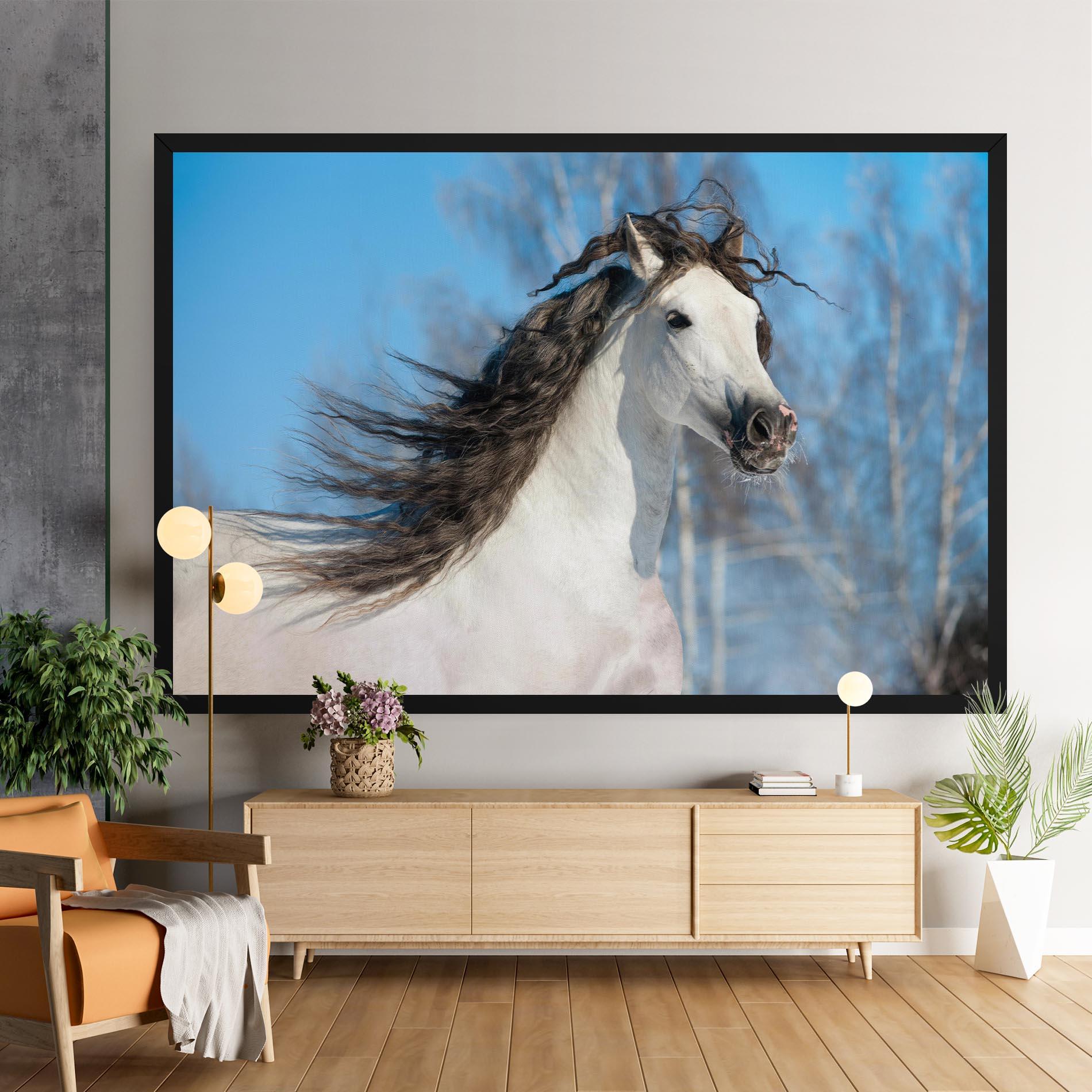 Leinwandbild Wild Black Hair Horse mockup 9