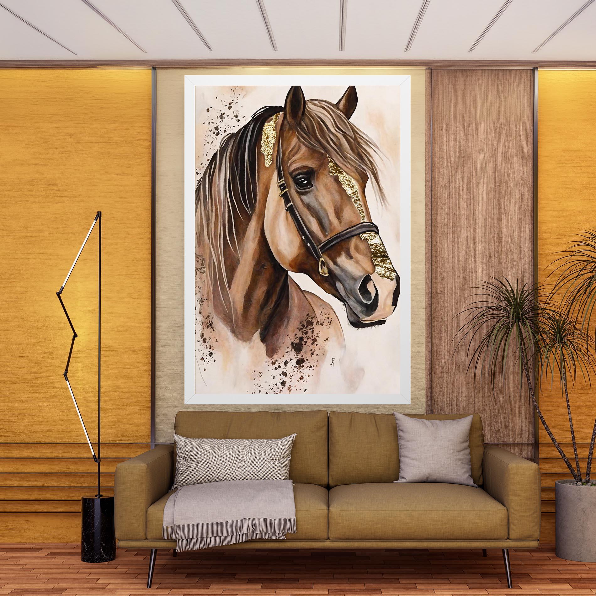 Leinwandbild Gold Horse Painting mockup 9