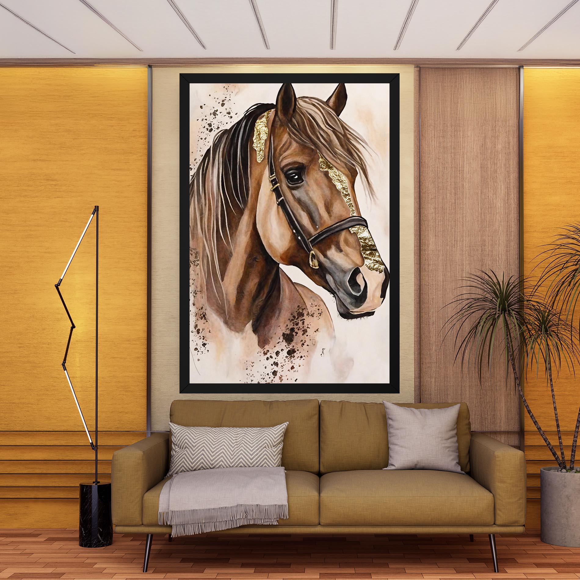 Leinwandbild Gold Horse Painting mockup 9