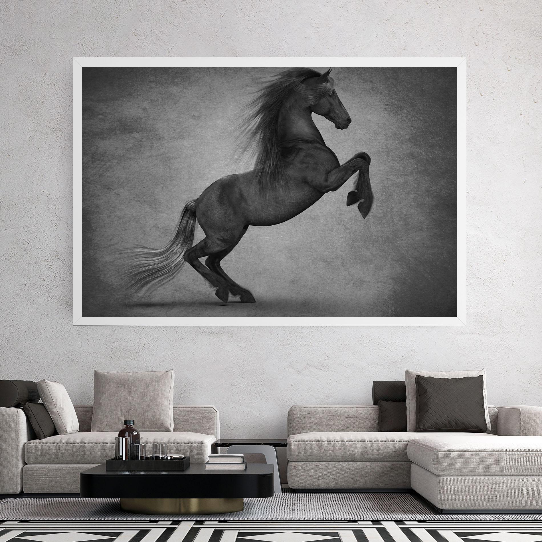 Leinwandbild Black Horse Jumping mockup 2