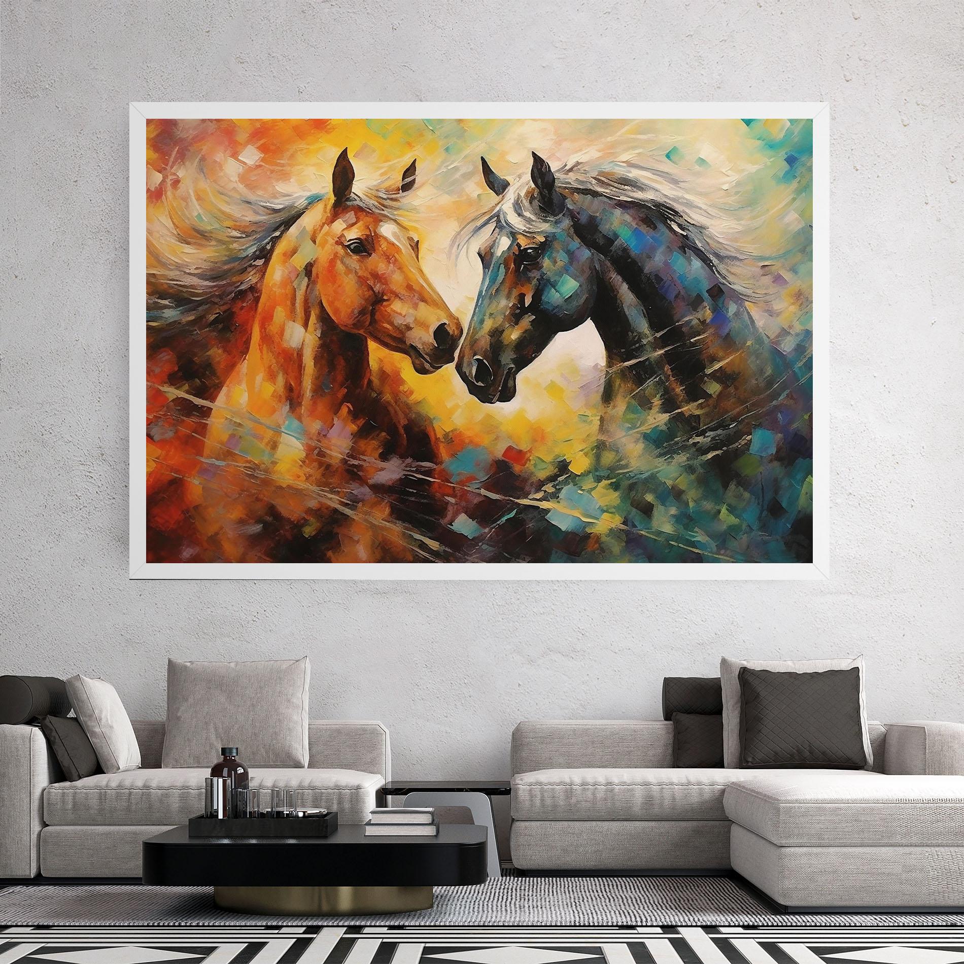 Leinwandbild Brown Black Horses mockup 2