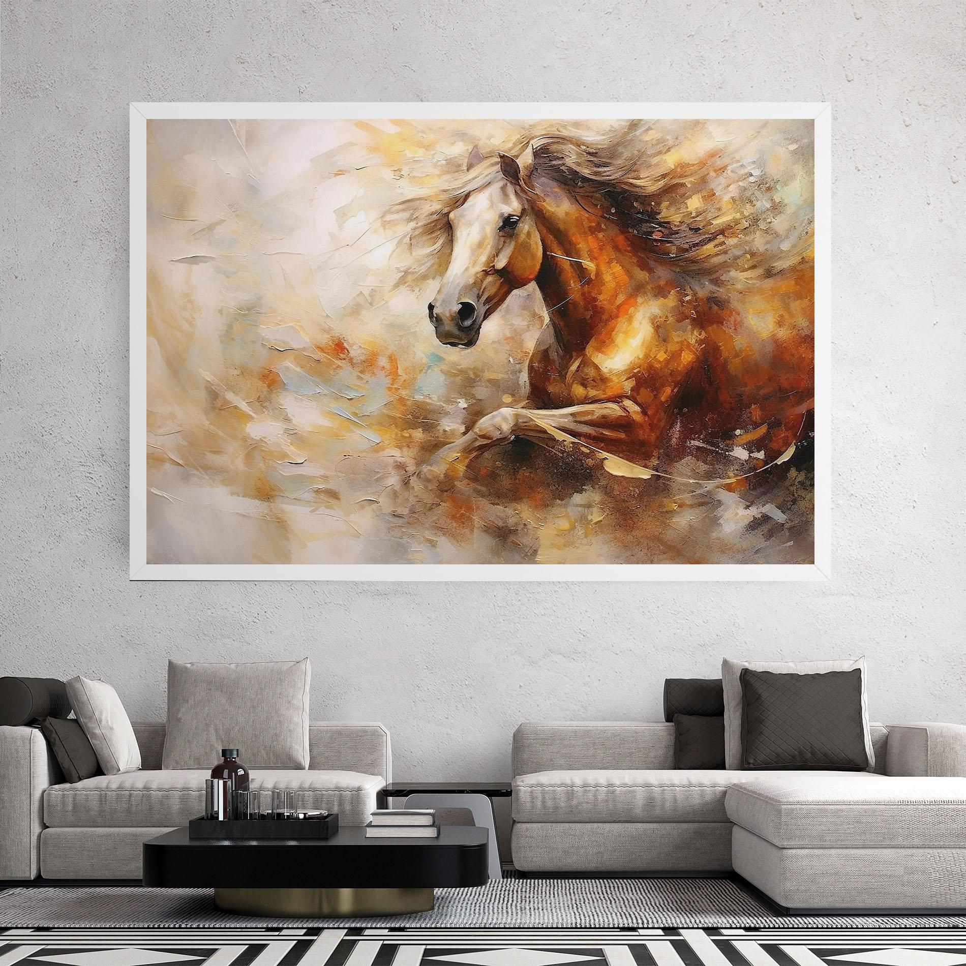Leinwandbild Brown Horse Running mockup 2