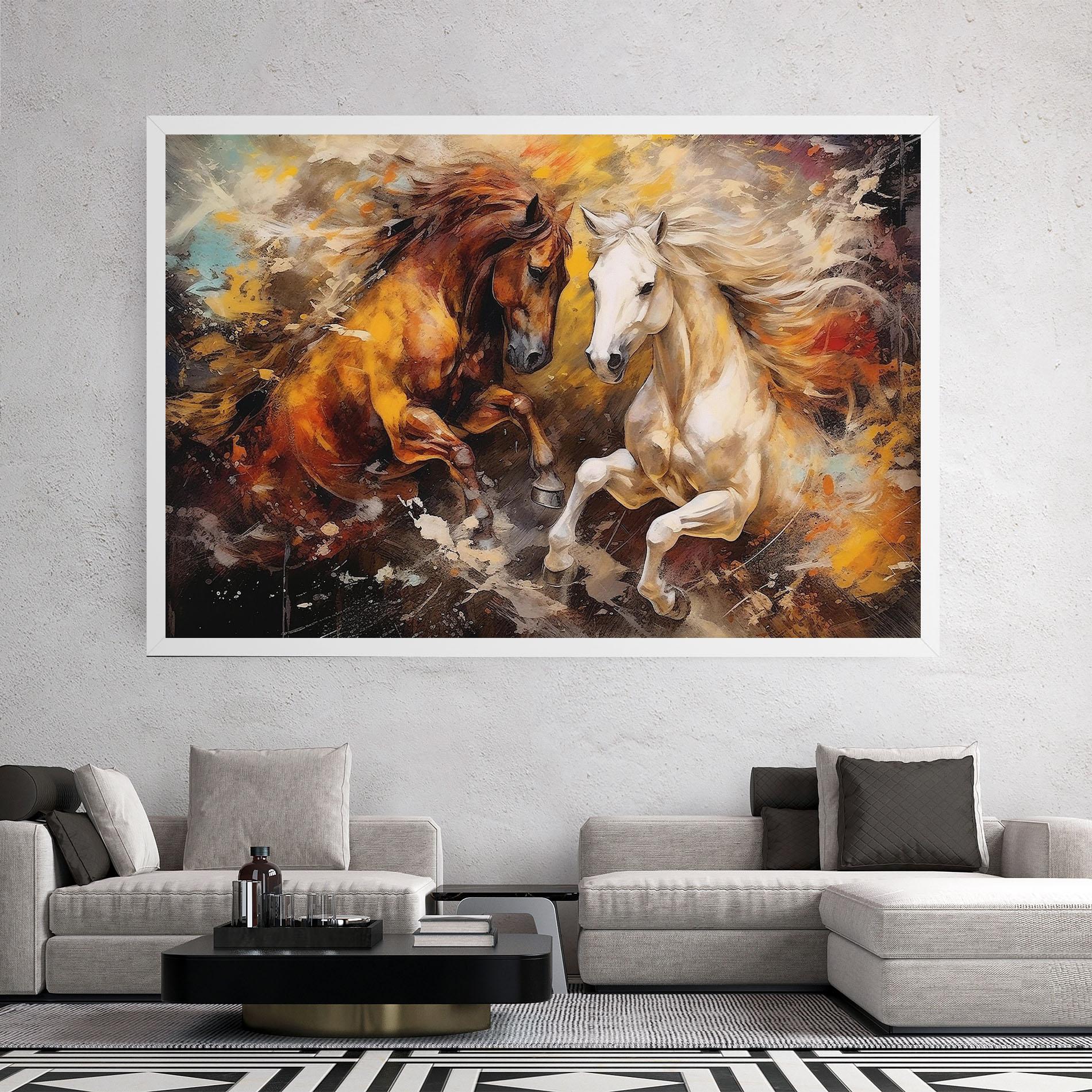 Leinwandbild Brown White Horses mockup 2