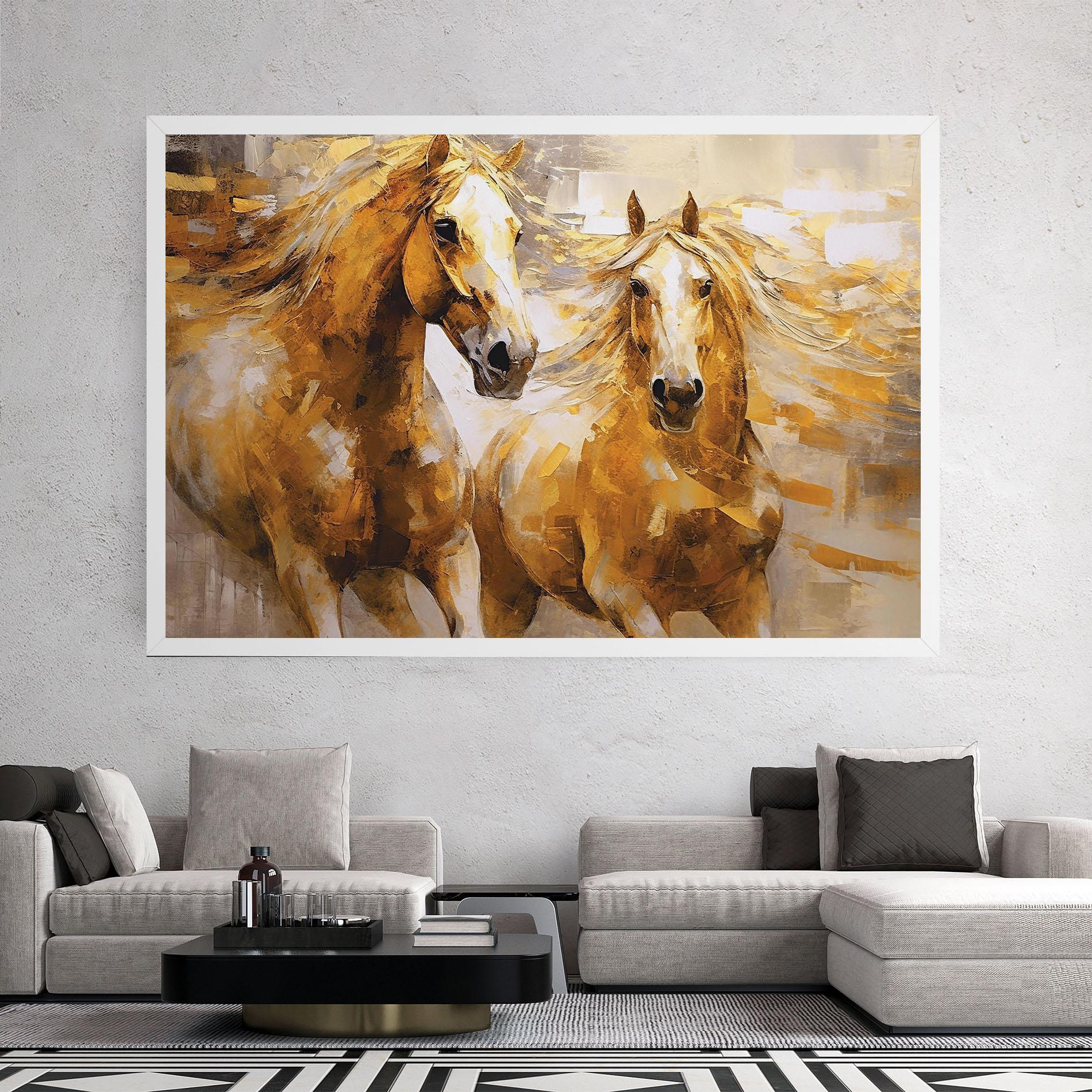 Leinwandbild Golden Brown Horses mockup 2
