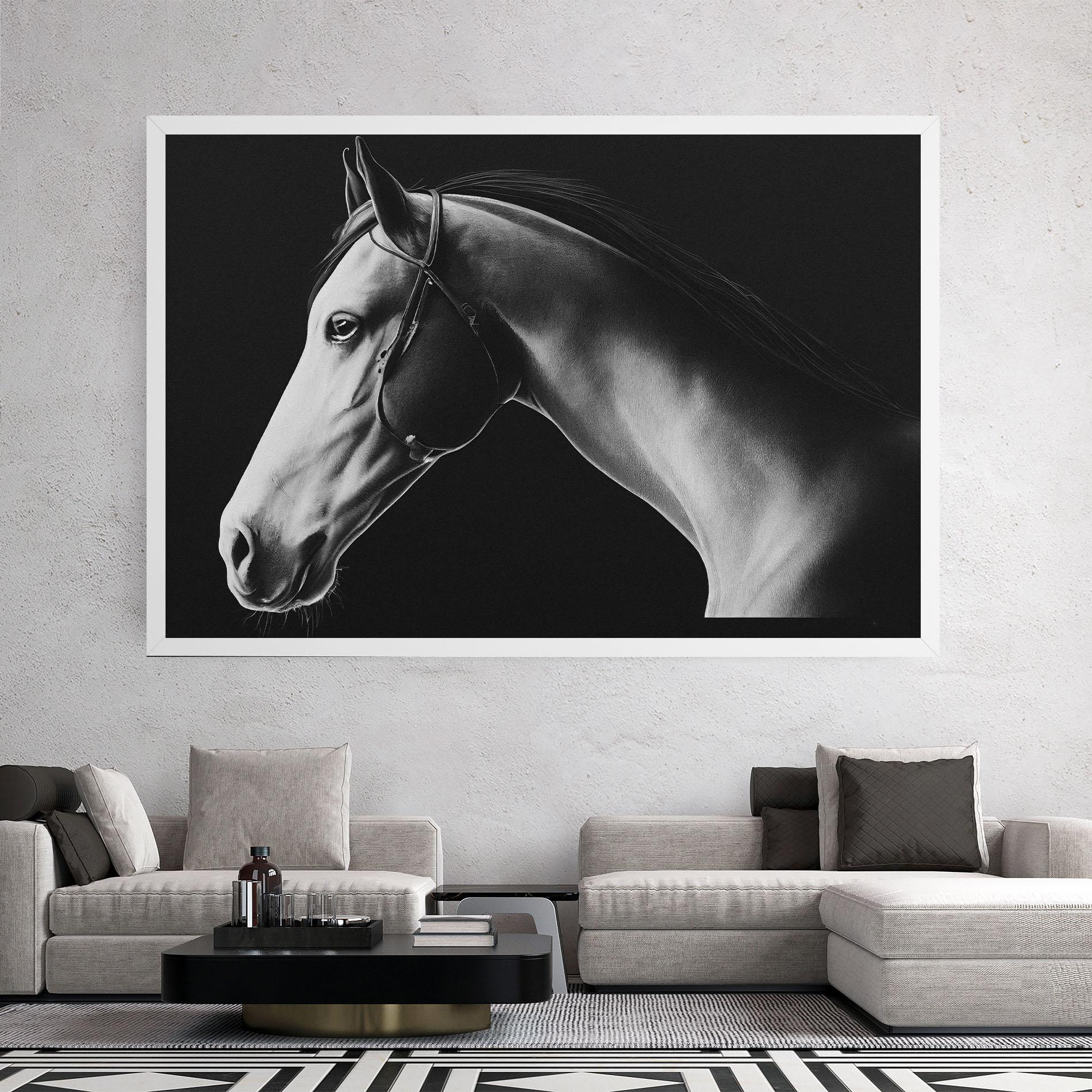 Leinwandbild Gray Horse Profile mockup 2