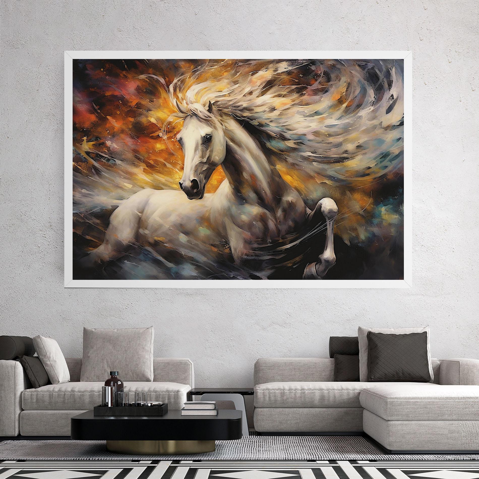 Leinwandbild White Horse Painting mockup 2
