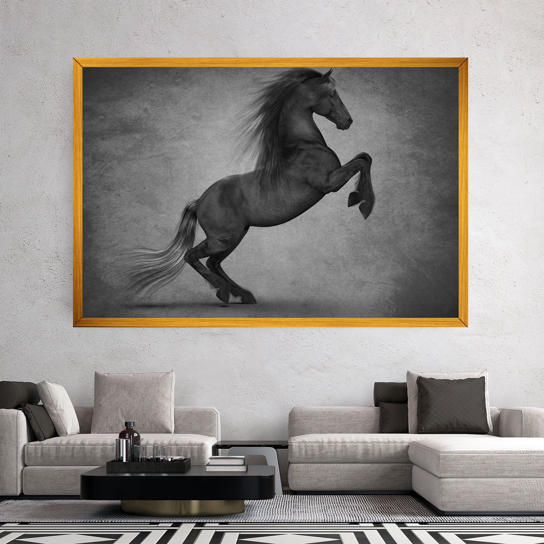 Black Horse Jumping mockup 2