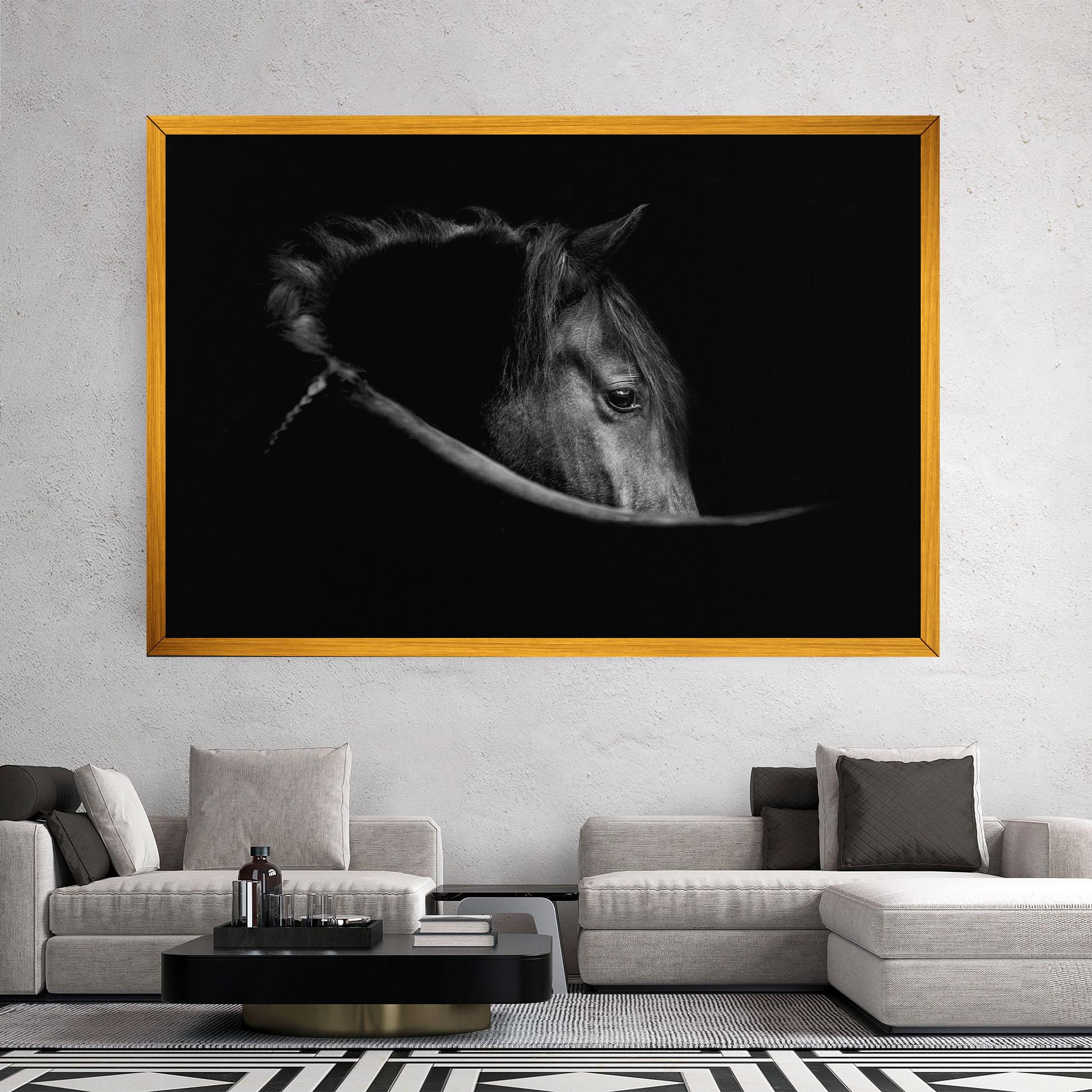 Leinwandbild Black Horse Looking mockup 2