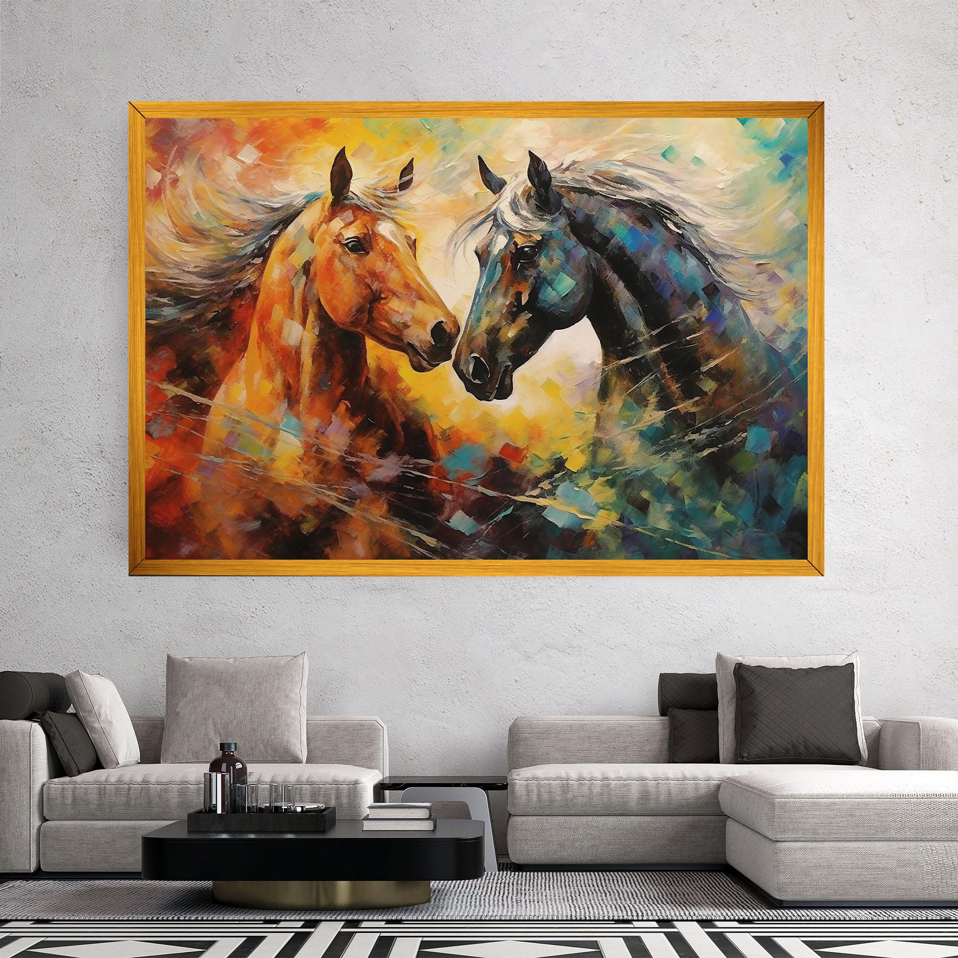 Leinwandbild Brown Black Horses mockup 2